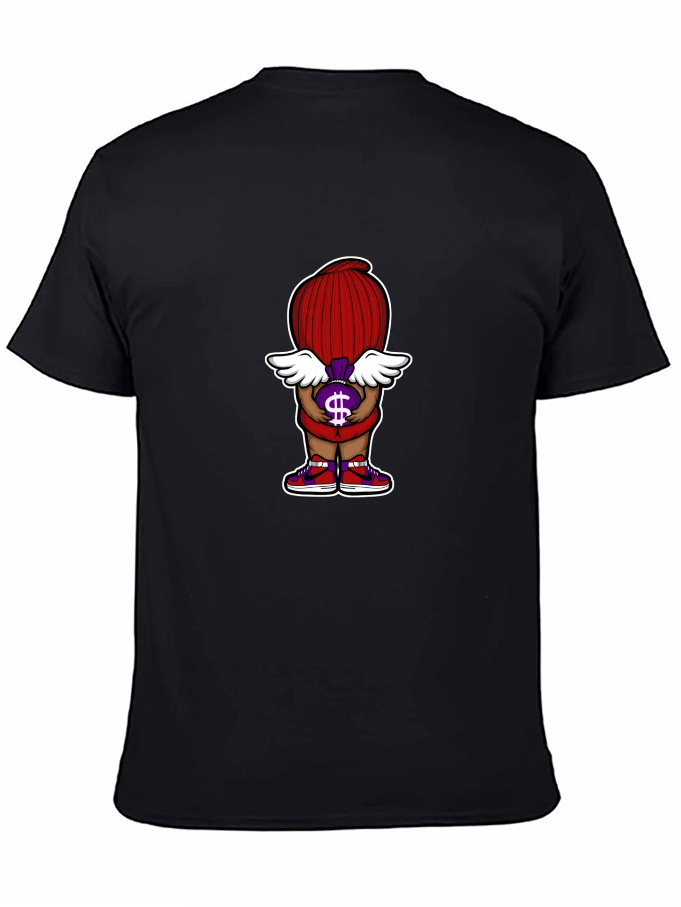 Cartoon Money Bag T-Shirt - Black