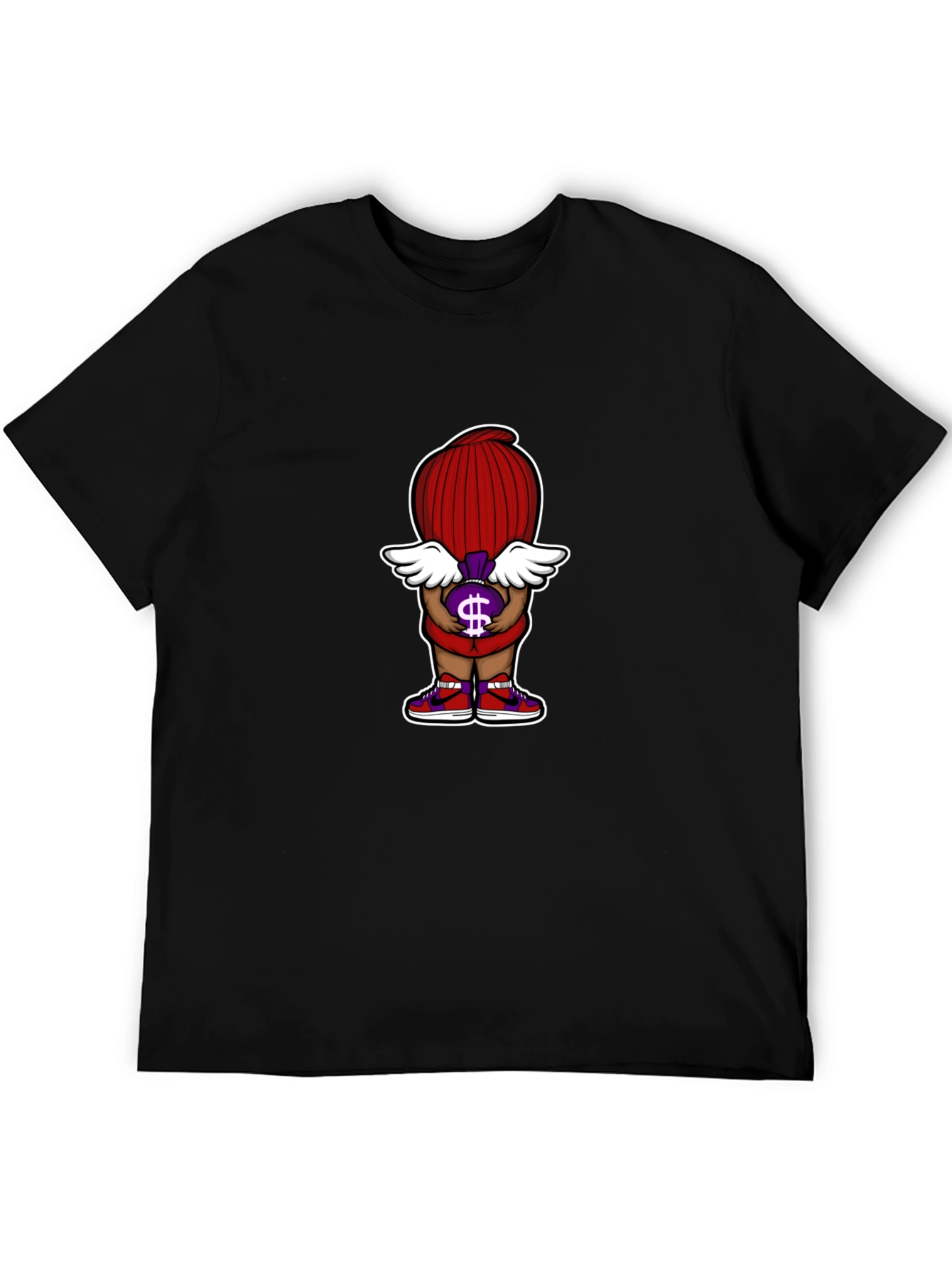 Cartoon Money Bag T-Shirt - Black