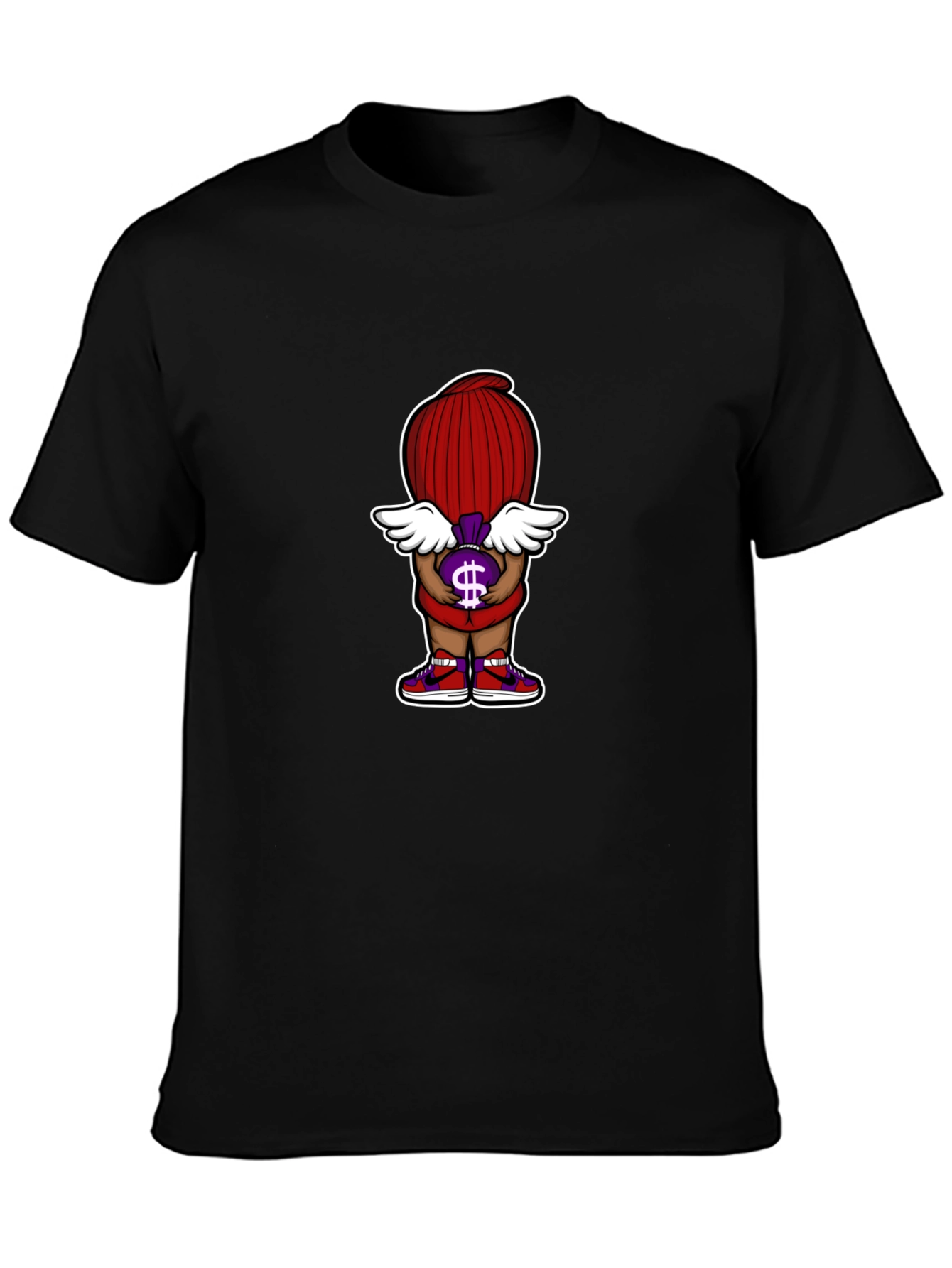 Cartoon Money Bag T-Shirt - Black