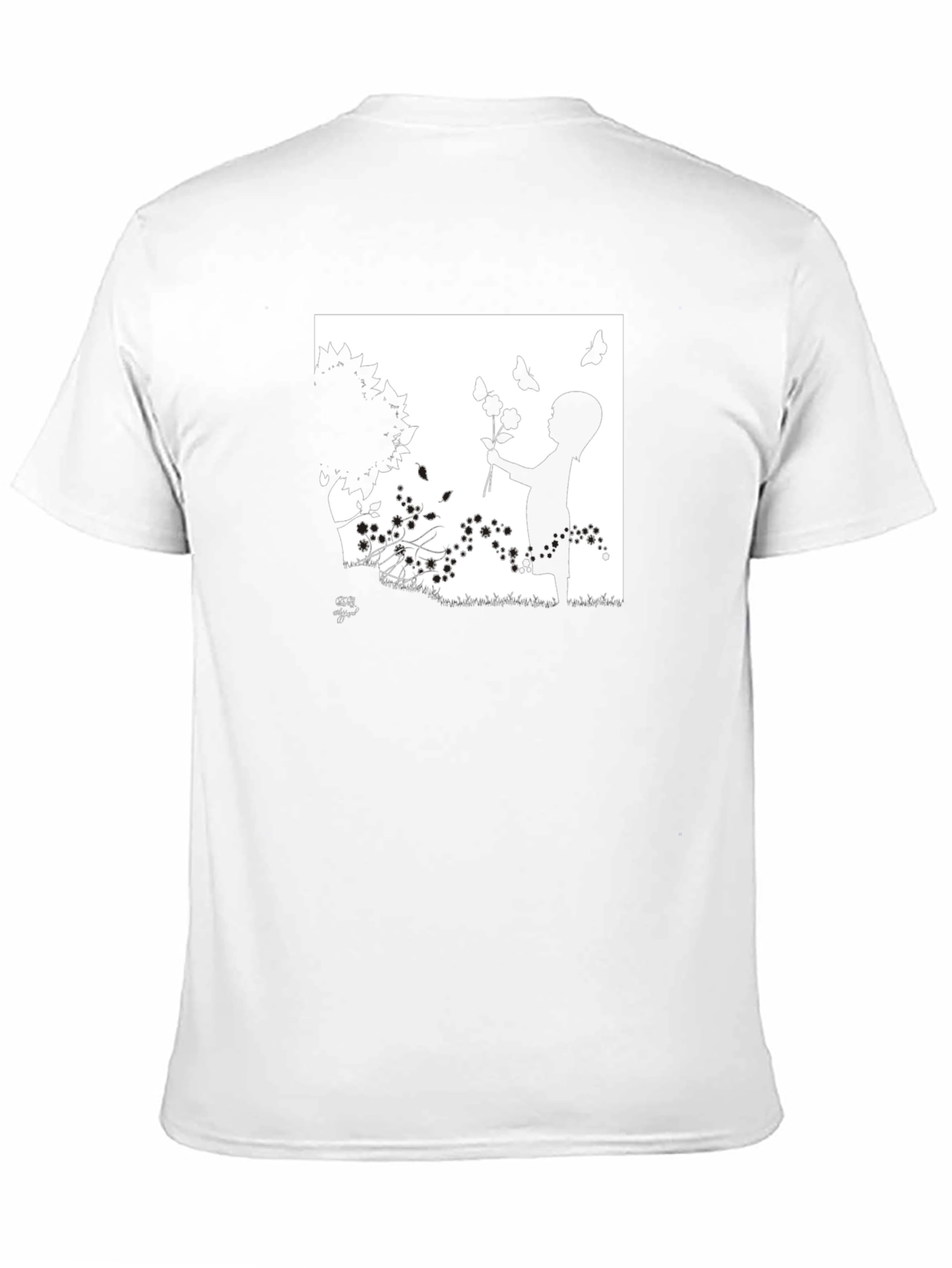 Silhouette Child with Flowers Graphic T-Shirt