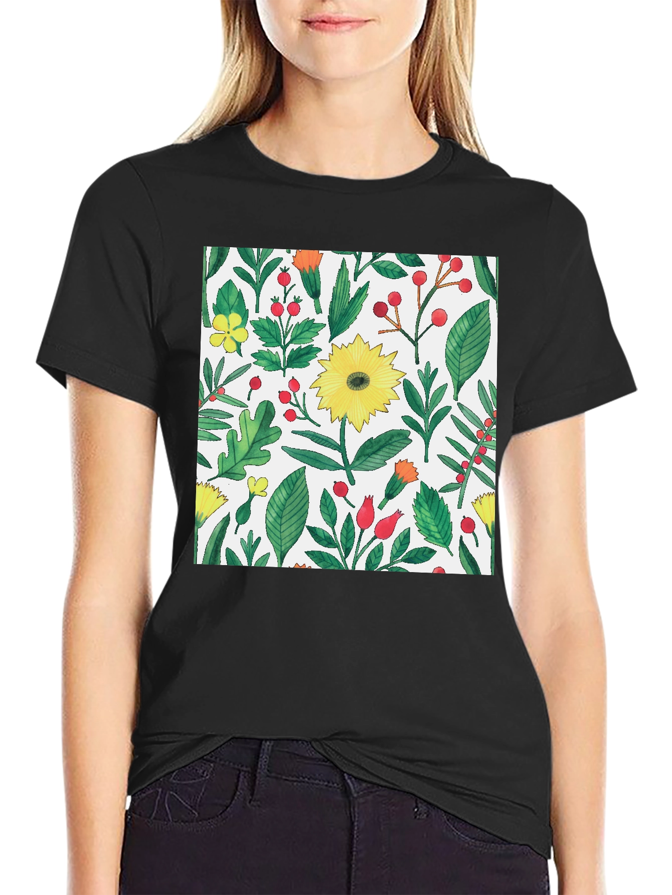 Floral Print Crew Neck T-Shirt