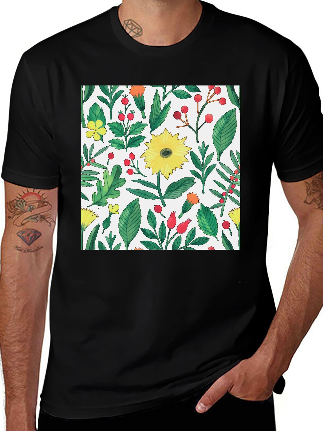Floral Print Crew Neck T-Shirt