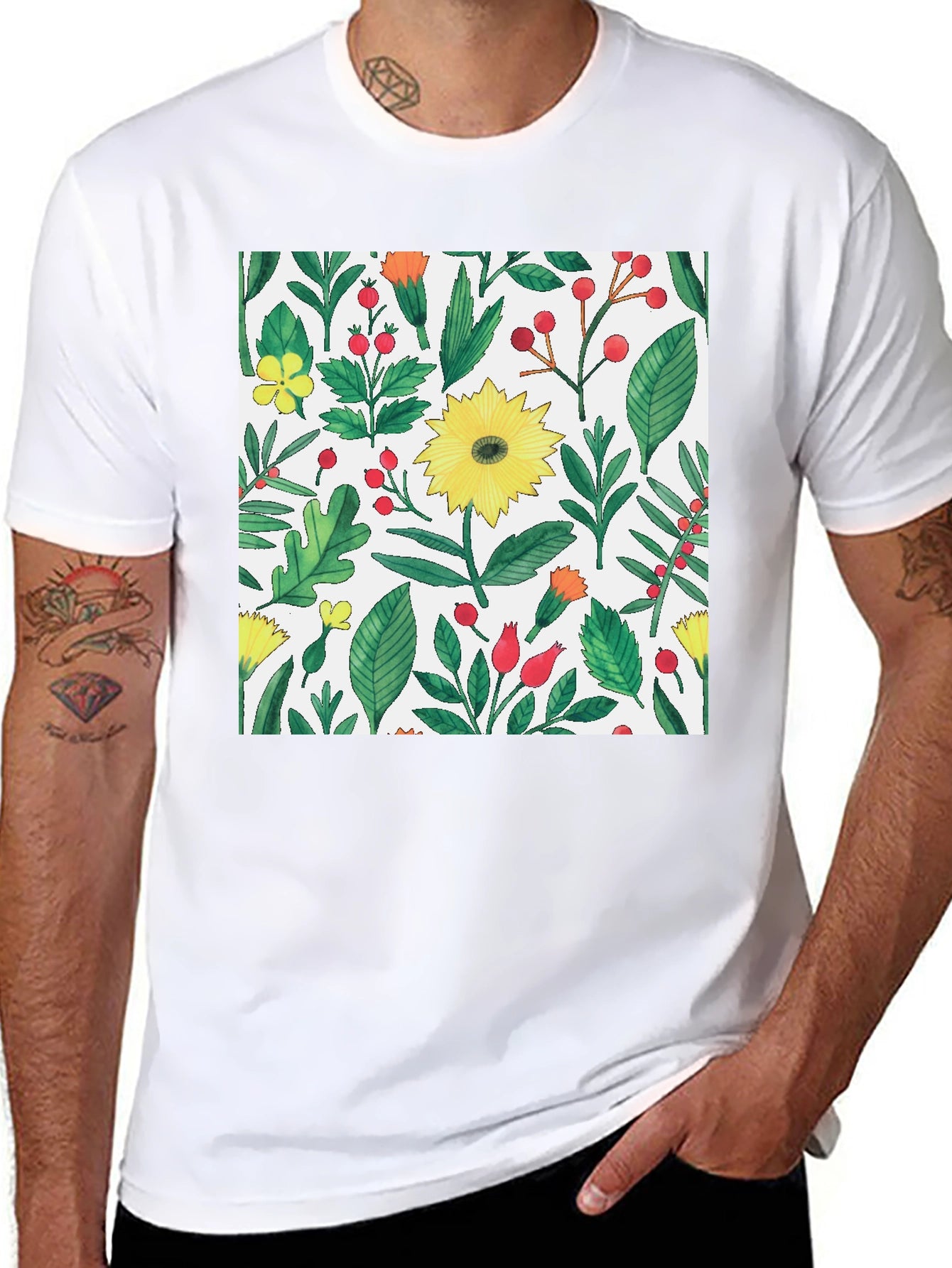 Floral Print Crew Neck T-Shirt