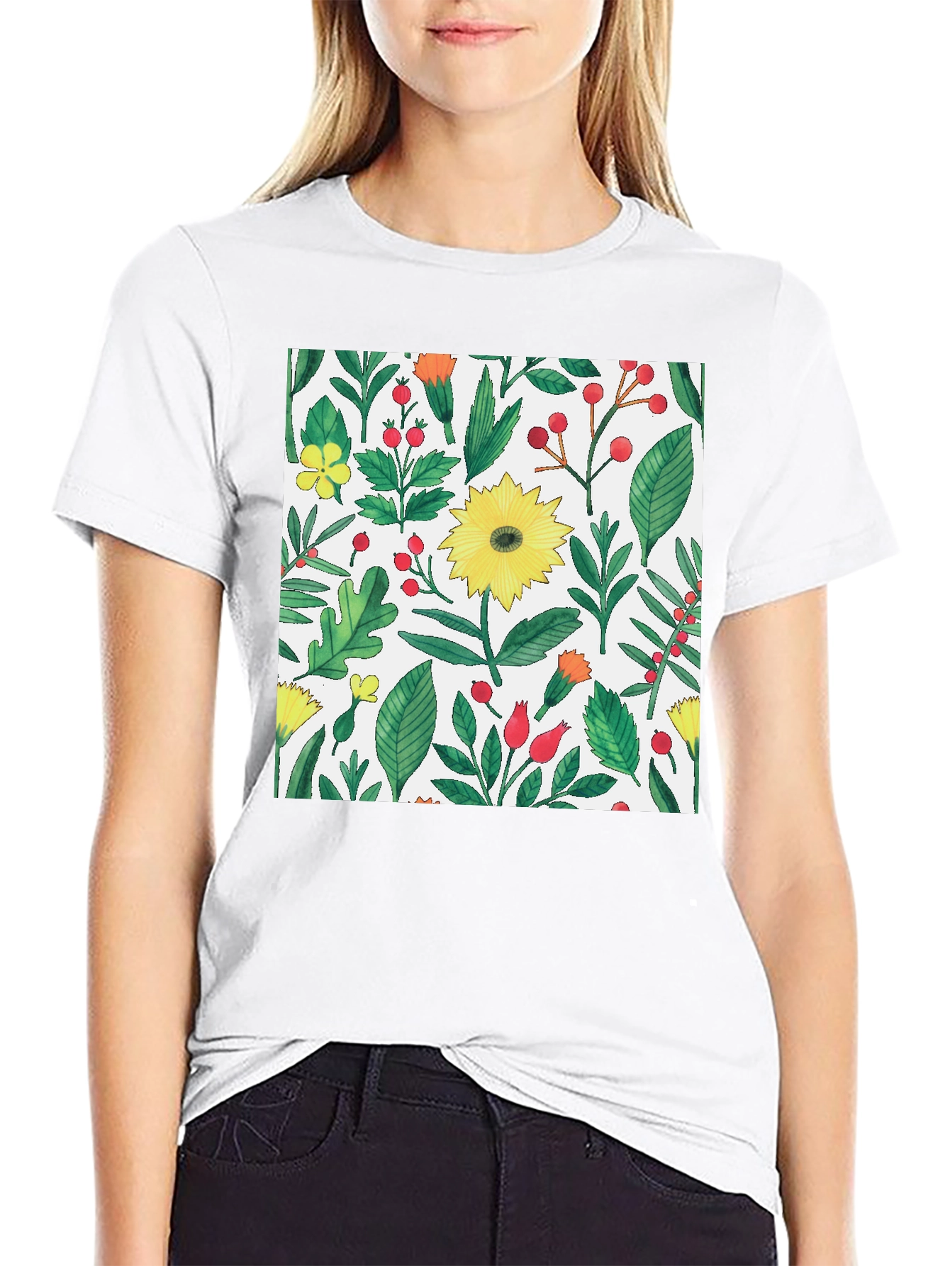Floral Print Crew Neck T-Shirt