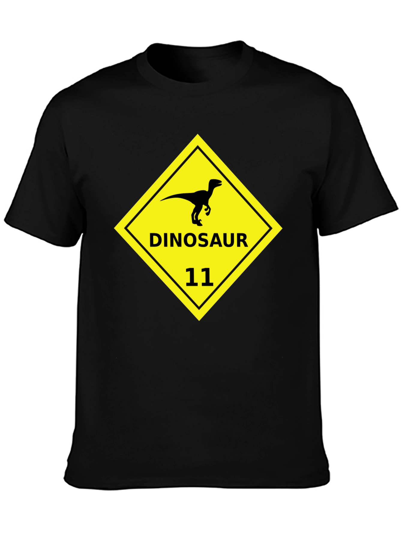 Dinosaur 11 Graphic Tee - Black Cotton T-Shirt