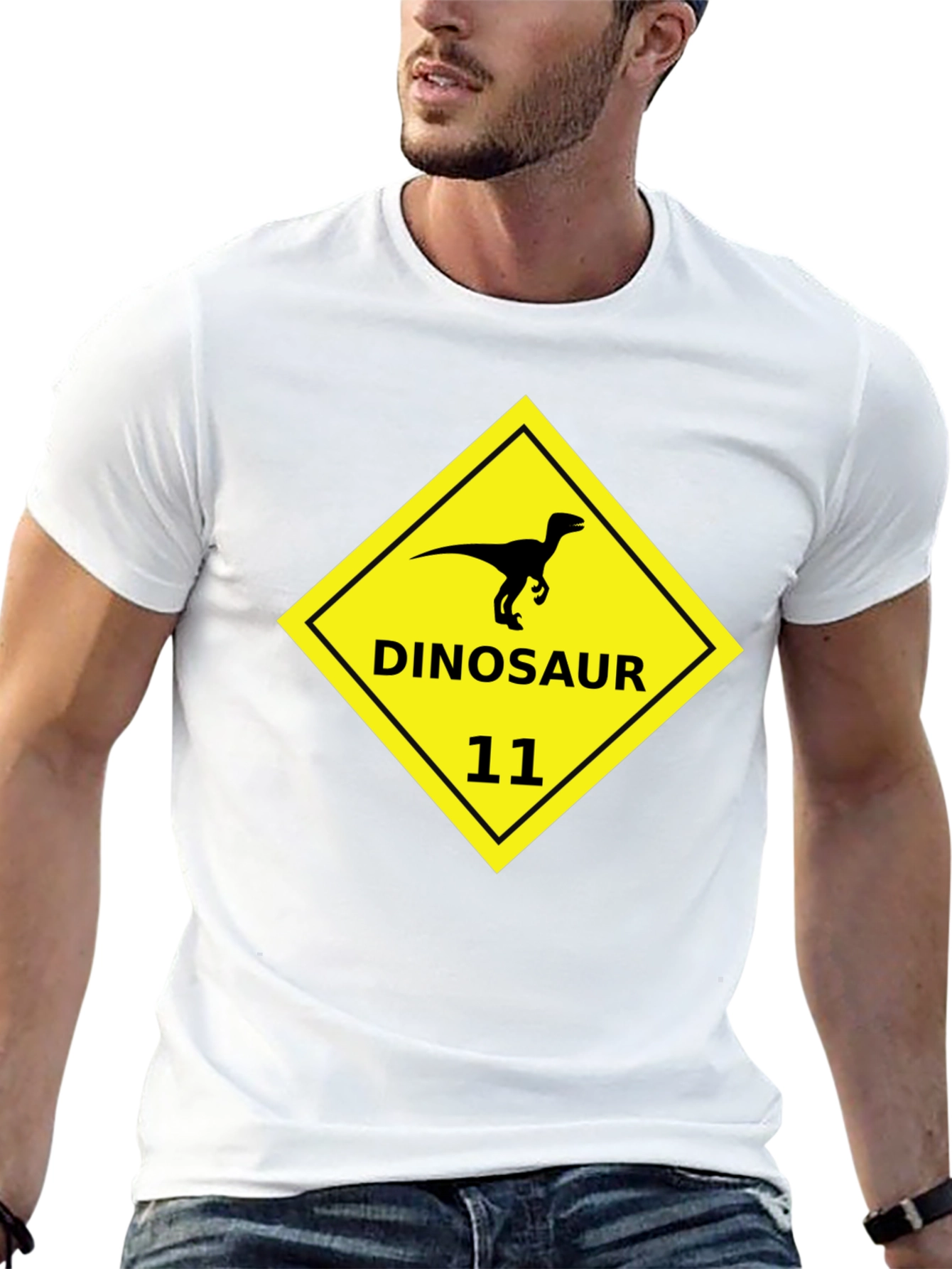Dinosaur 11 Graphic Tee - Black Cotton T-Shirt