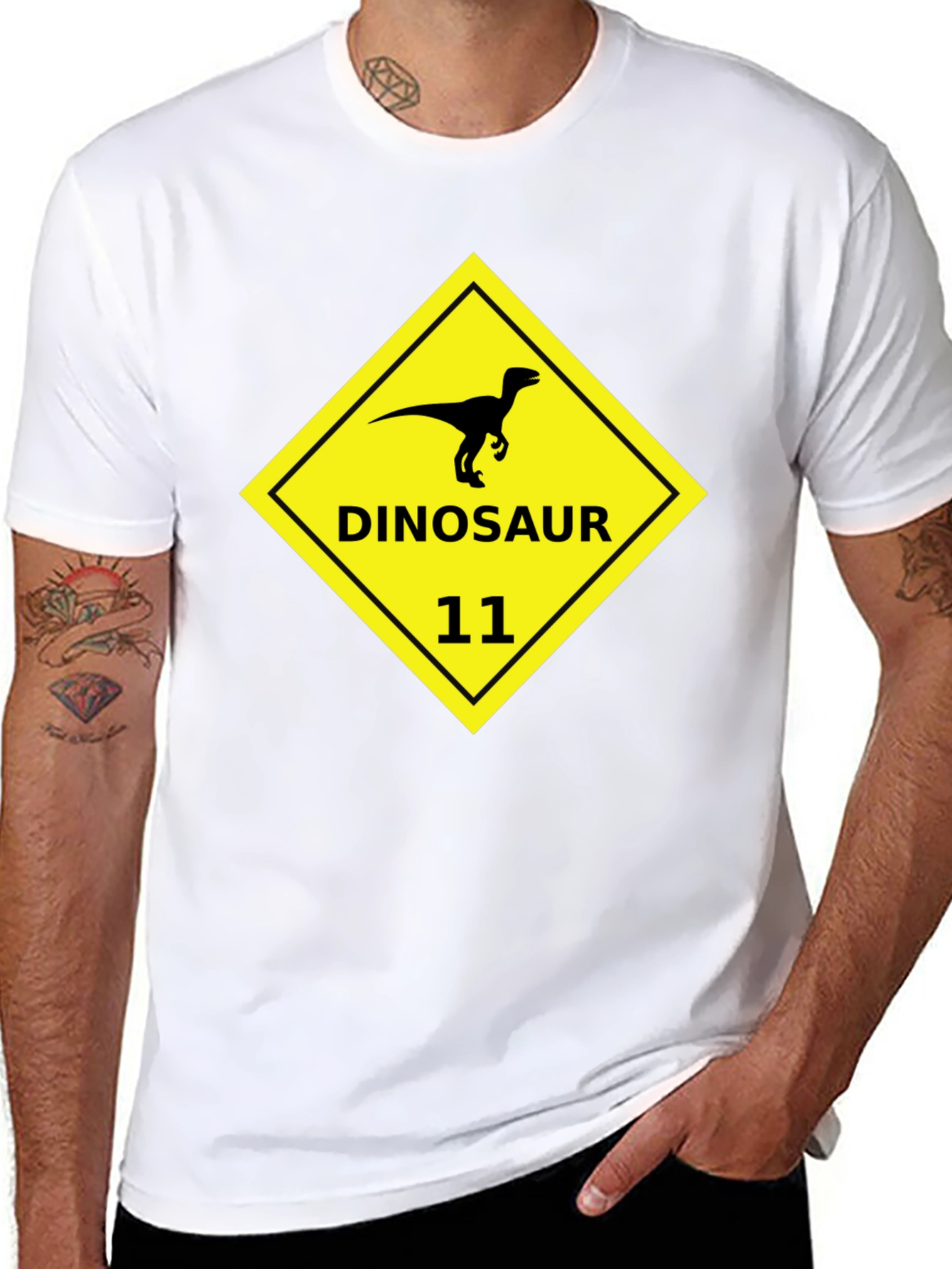 Dinosaur 11 Graphic Tee - Black Cotton T-Shirt