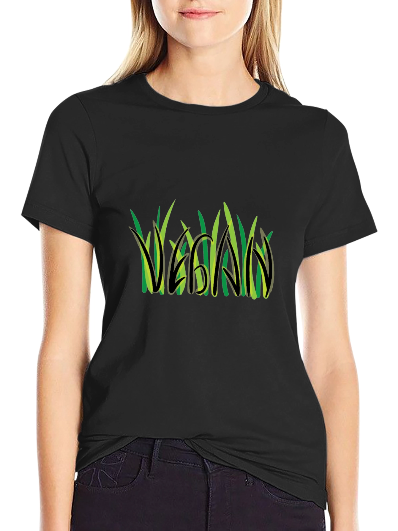 Vegan Graphic Tee - Grass Design