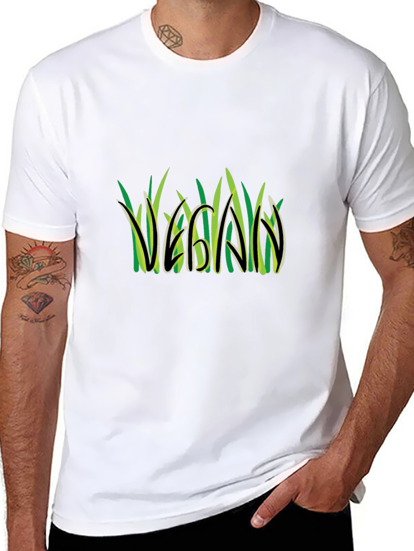 Vegan Graphic Tee - Grass Design