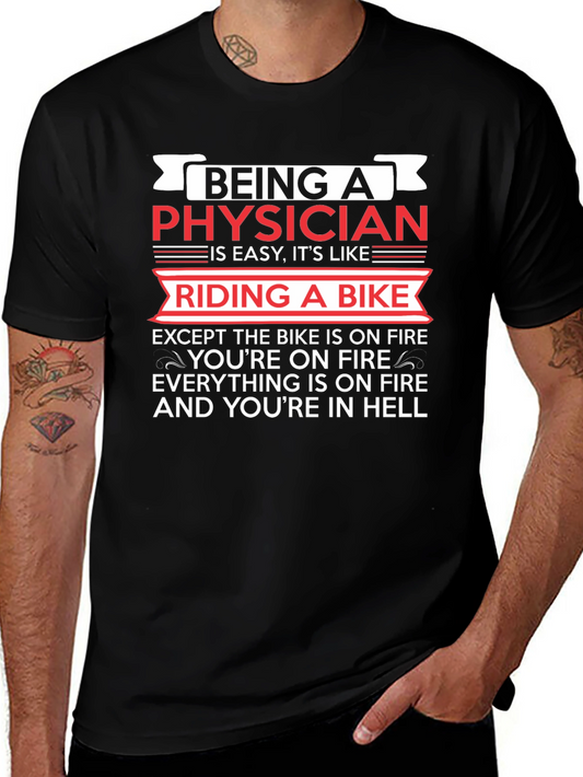 Physician Riding Bike On Fire Novelty T-Shirt
