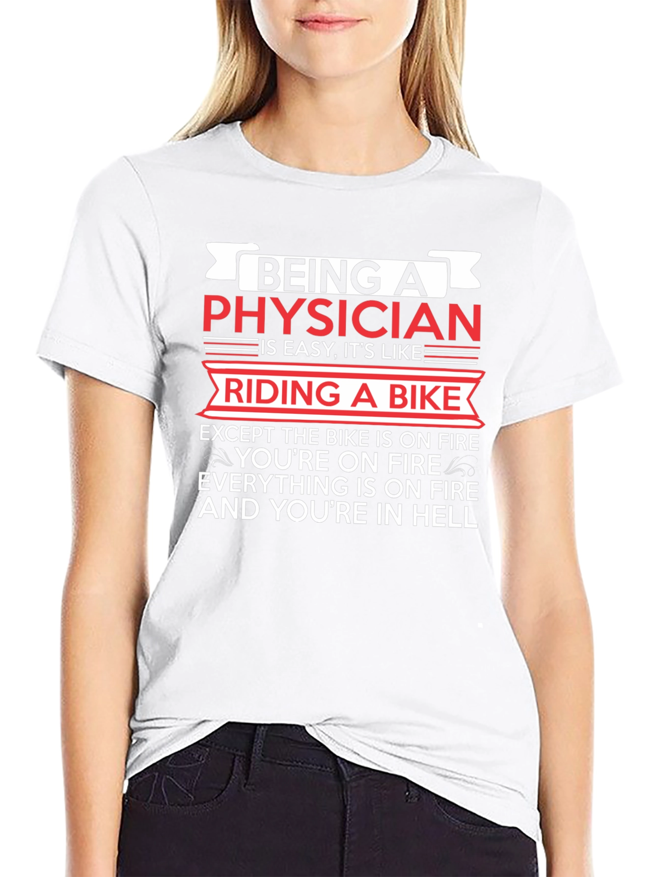 Physician Riding Bike On Fire Novelty T-Shirt
