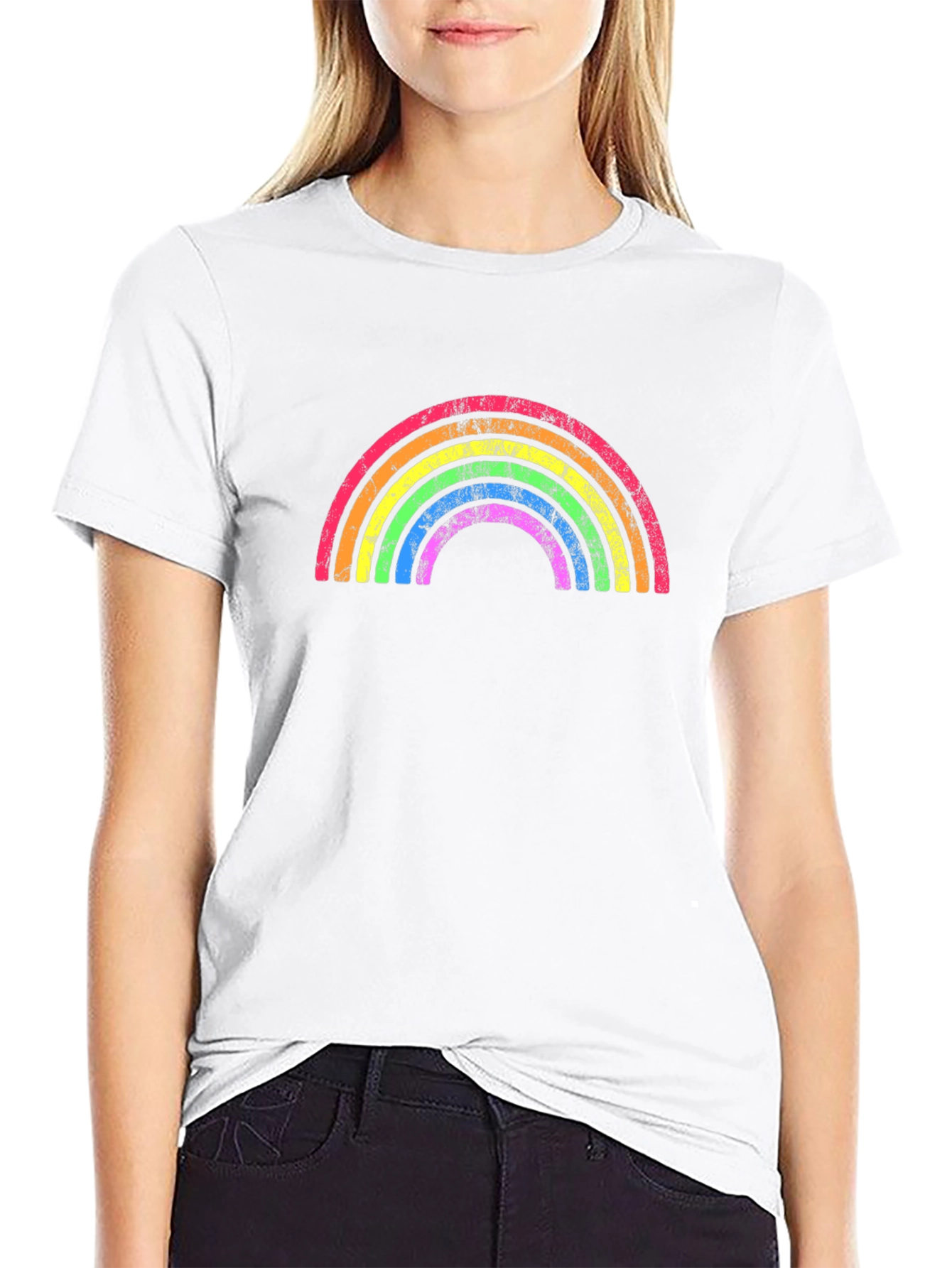 Rainbow Graphic Crew Neck T-Shirt