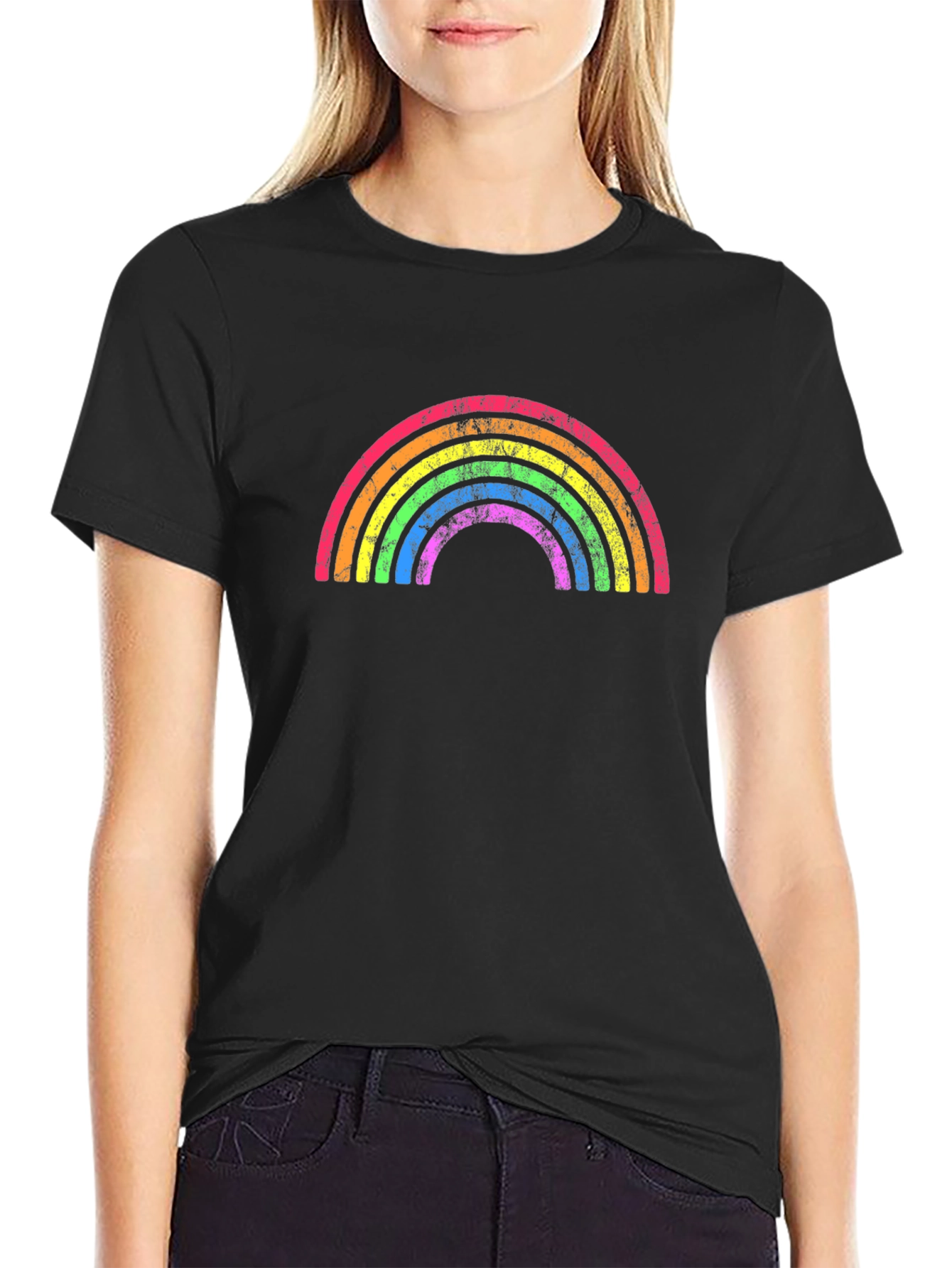 Rainbow Graphic Crew Neck T-Shirt