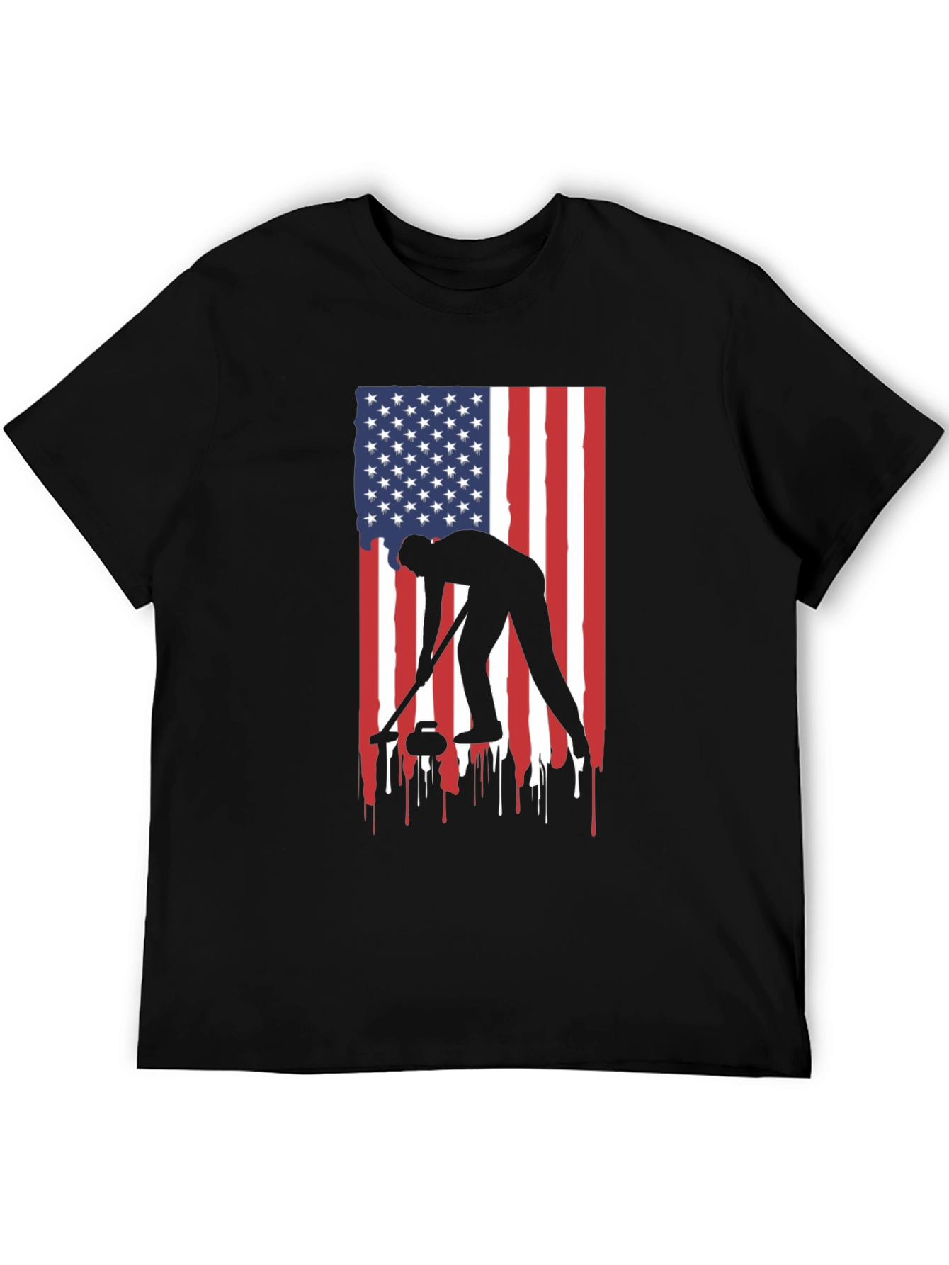 Curling USA Flag Graphic Tee