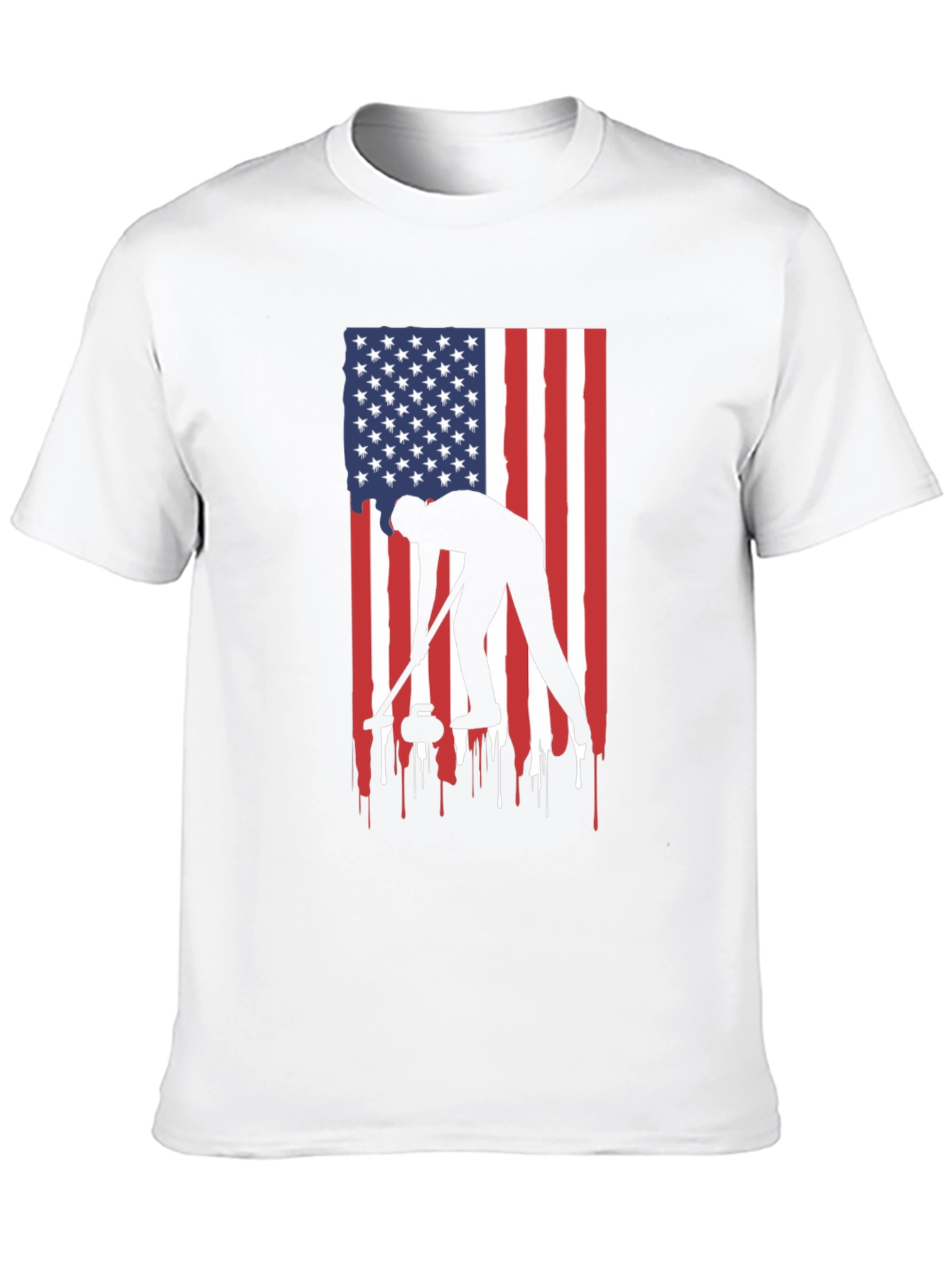 Curling USA Flag Graphic Tee