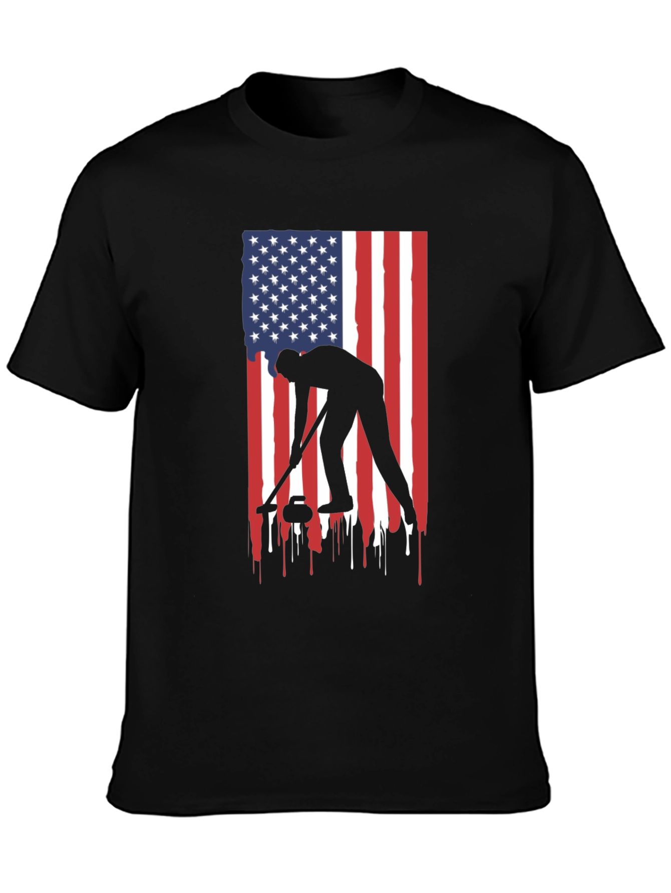 Curling USA Flag Graphic Tee