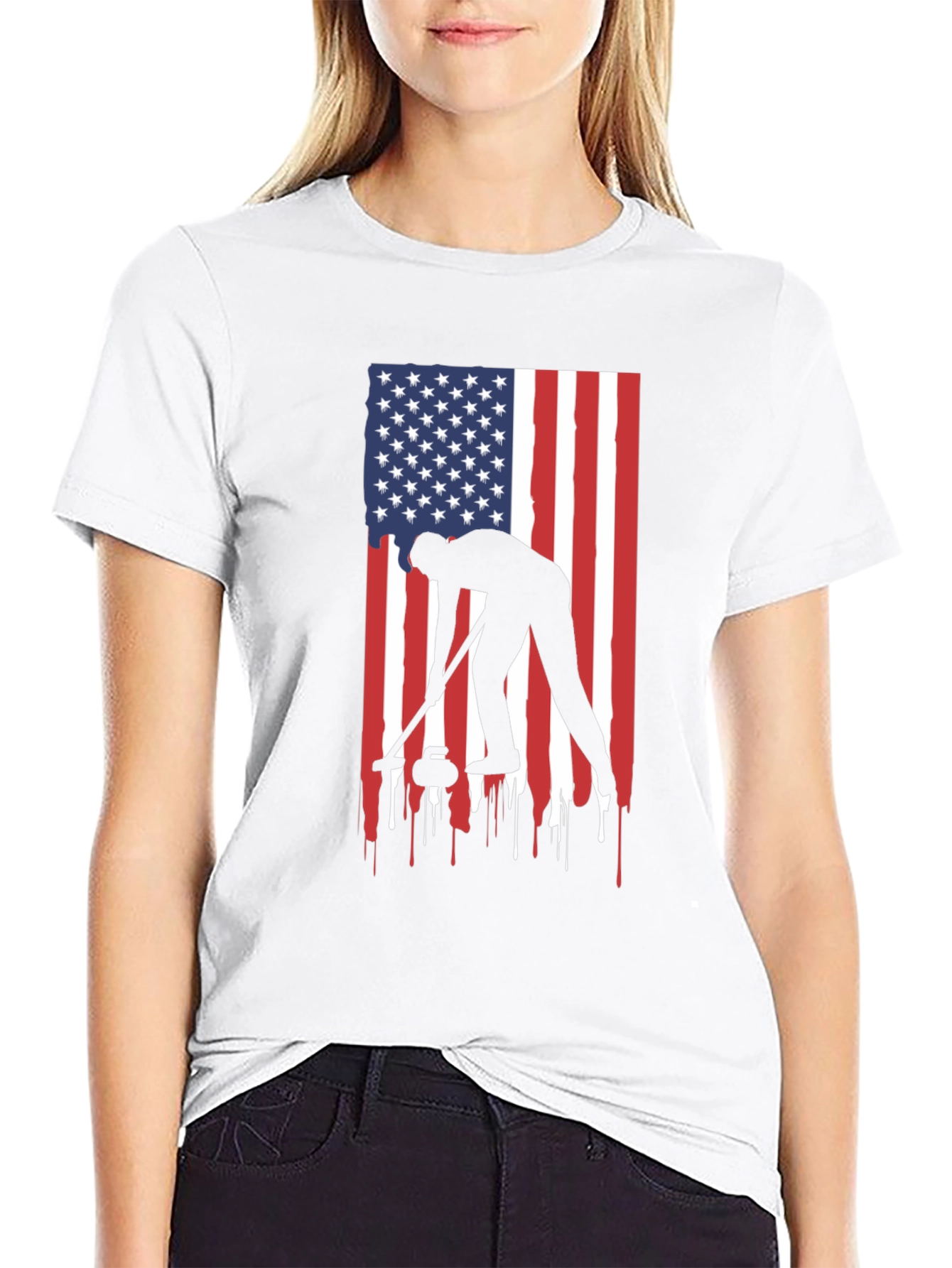 Curling USA Flag Graphic Tee