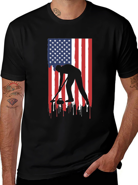 Curling USA Flag Graphic Tee