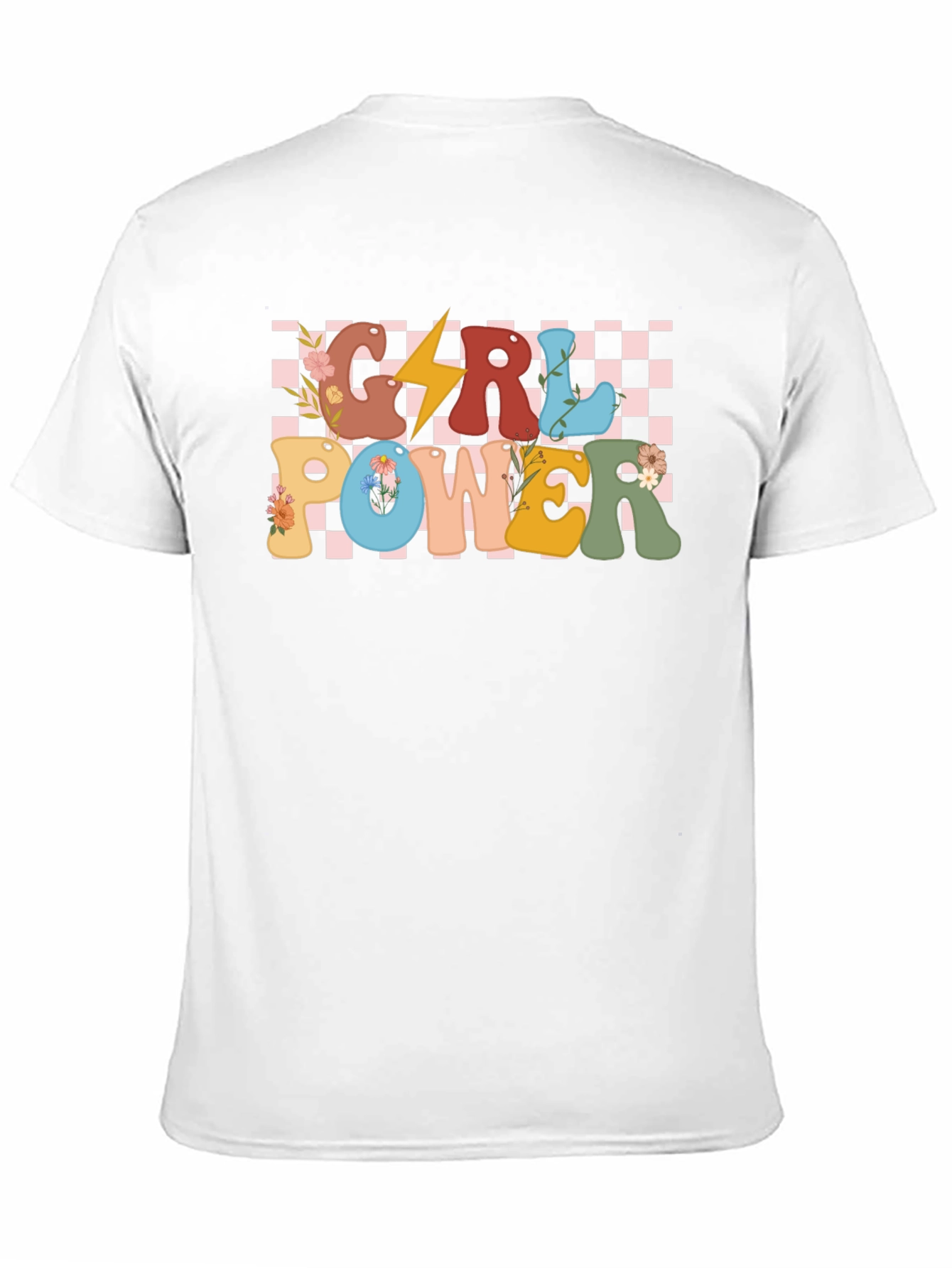 Girl Power Graphic Tee - Retro Checkered Design