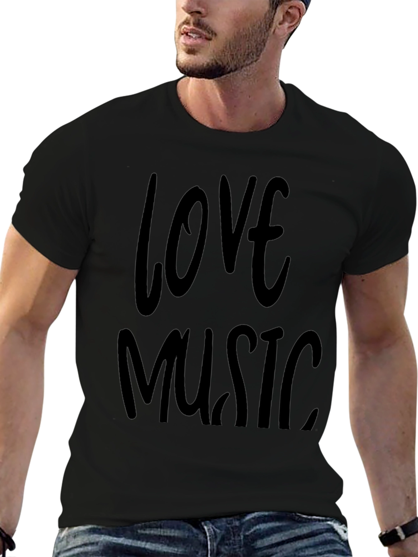 Love Music Graphic Black T-Shirt