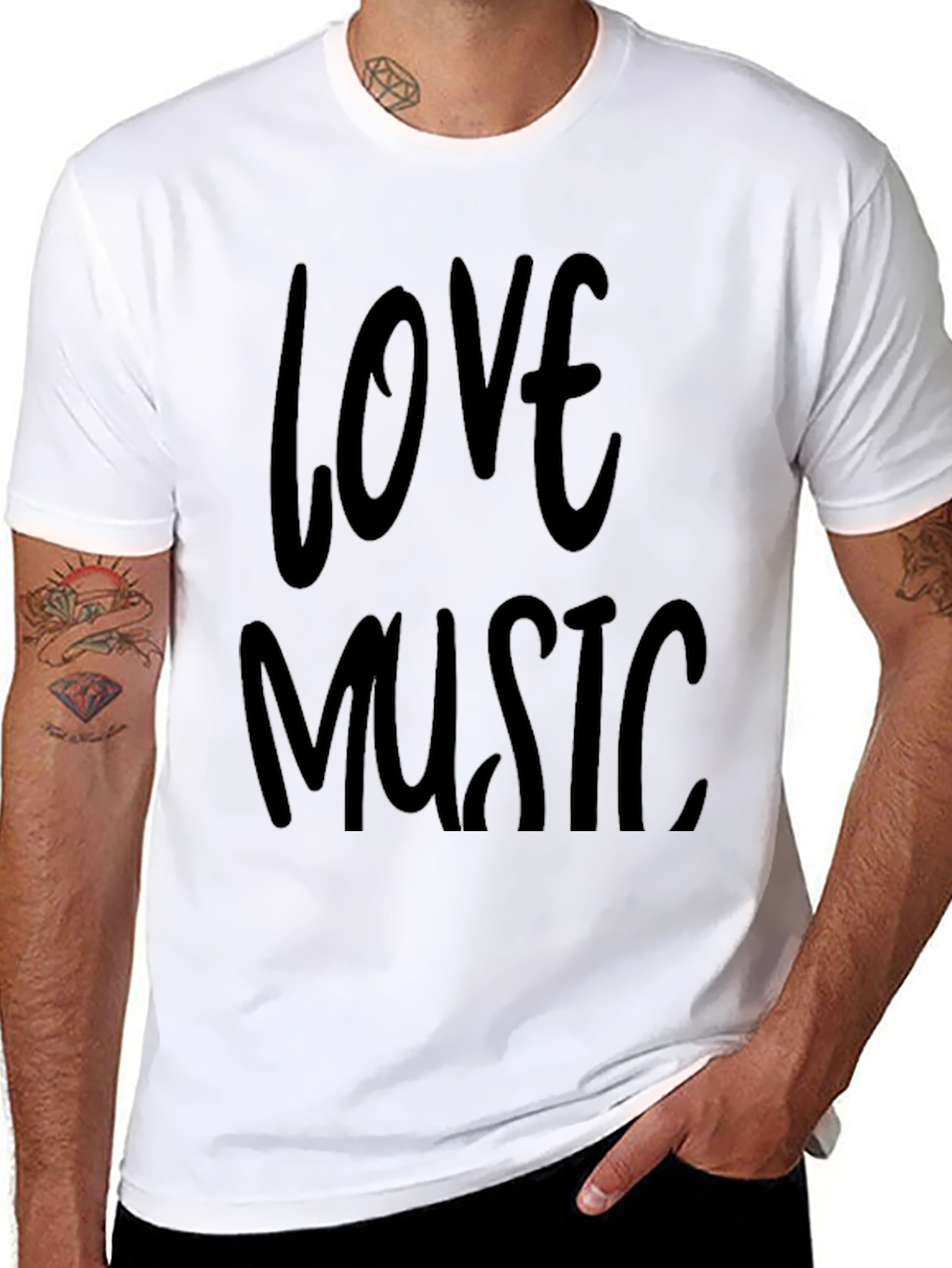 Love Music Graphic Black T-Shirt