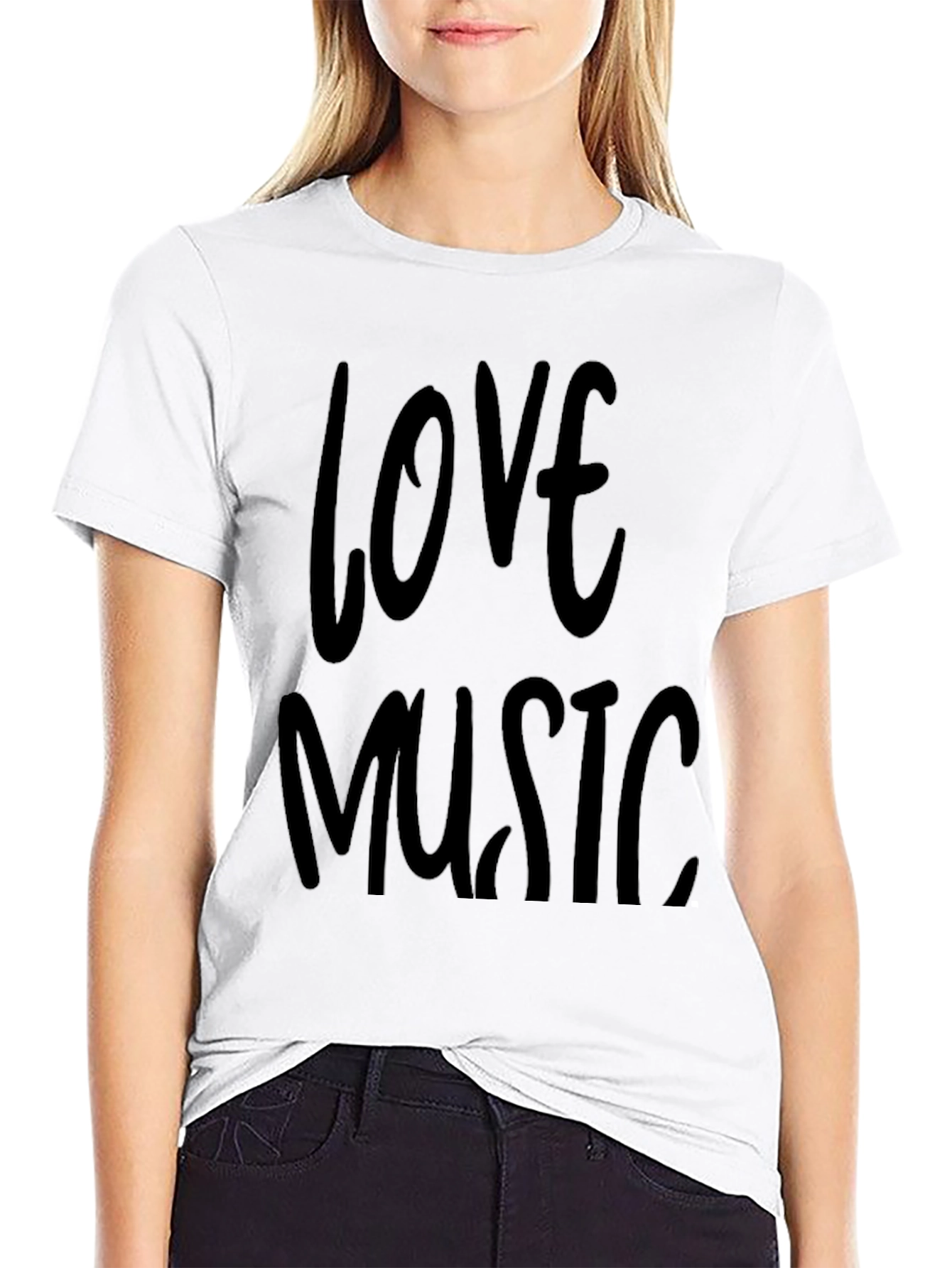 Love Music Graphic Black T-Shirt