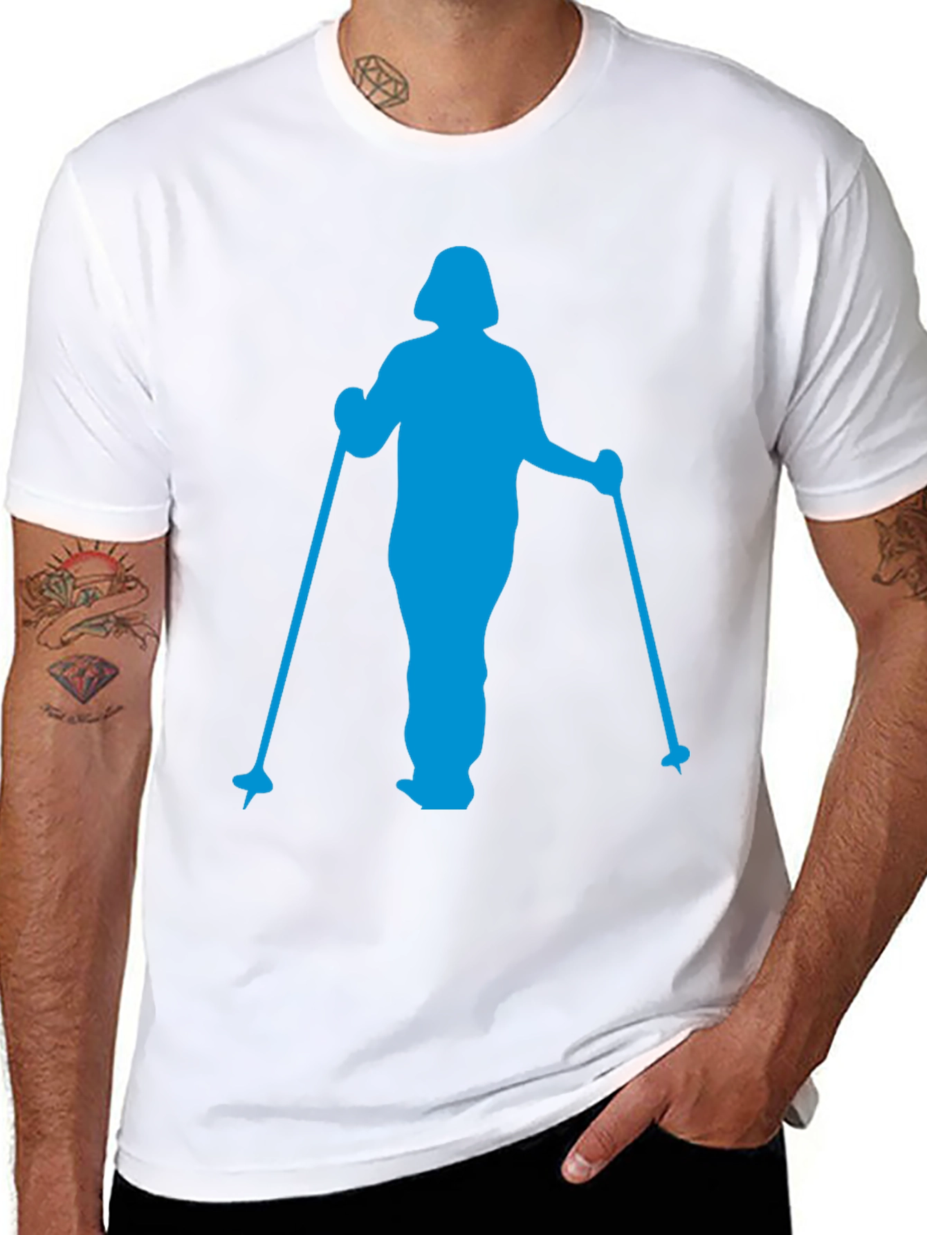 Blue Skier Graphic T-Shirt - Black