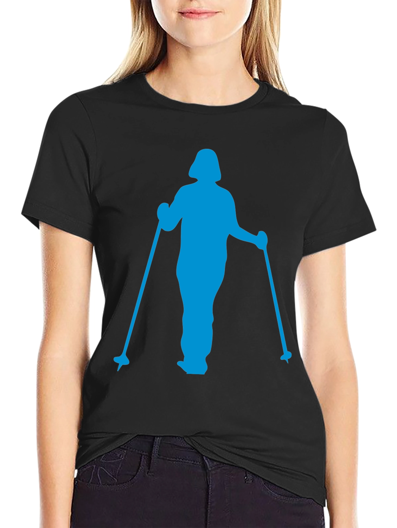 Blue Skier Graphic T-Shirt - Black