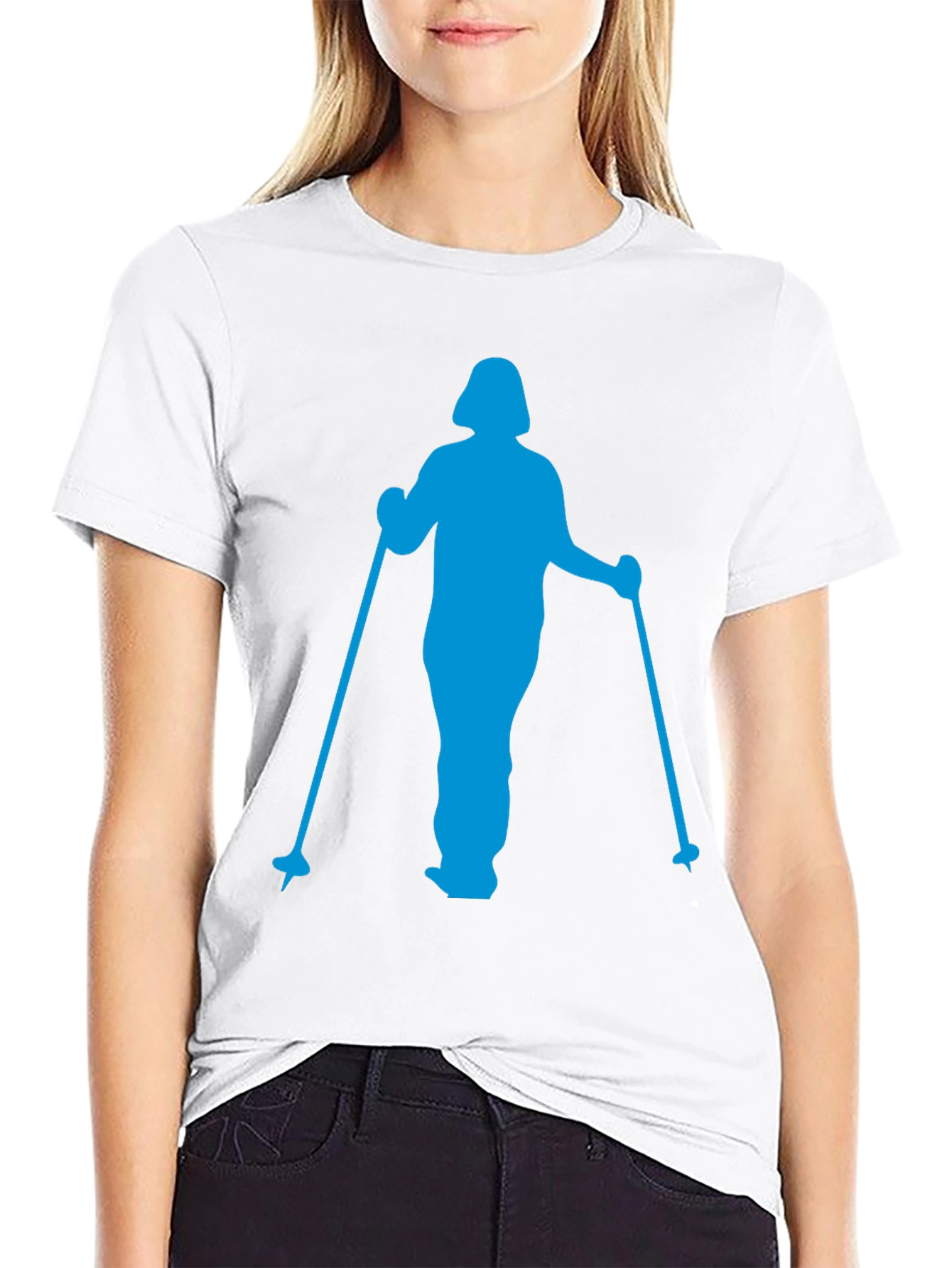 Blue Skier Graphic T-Shirt - Black