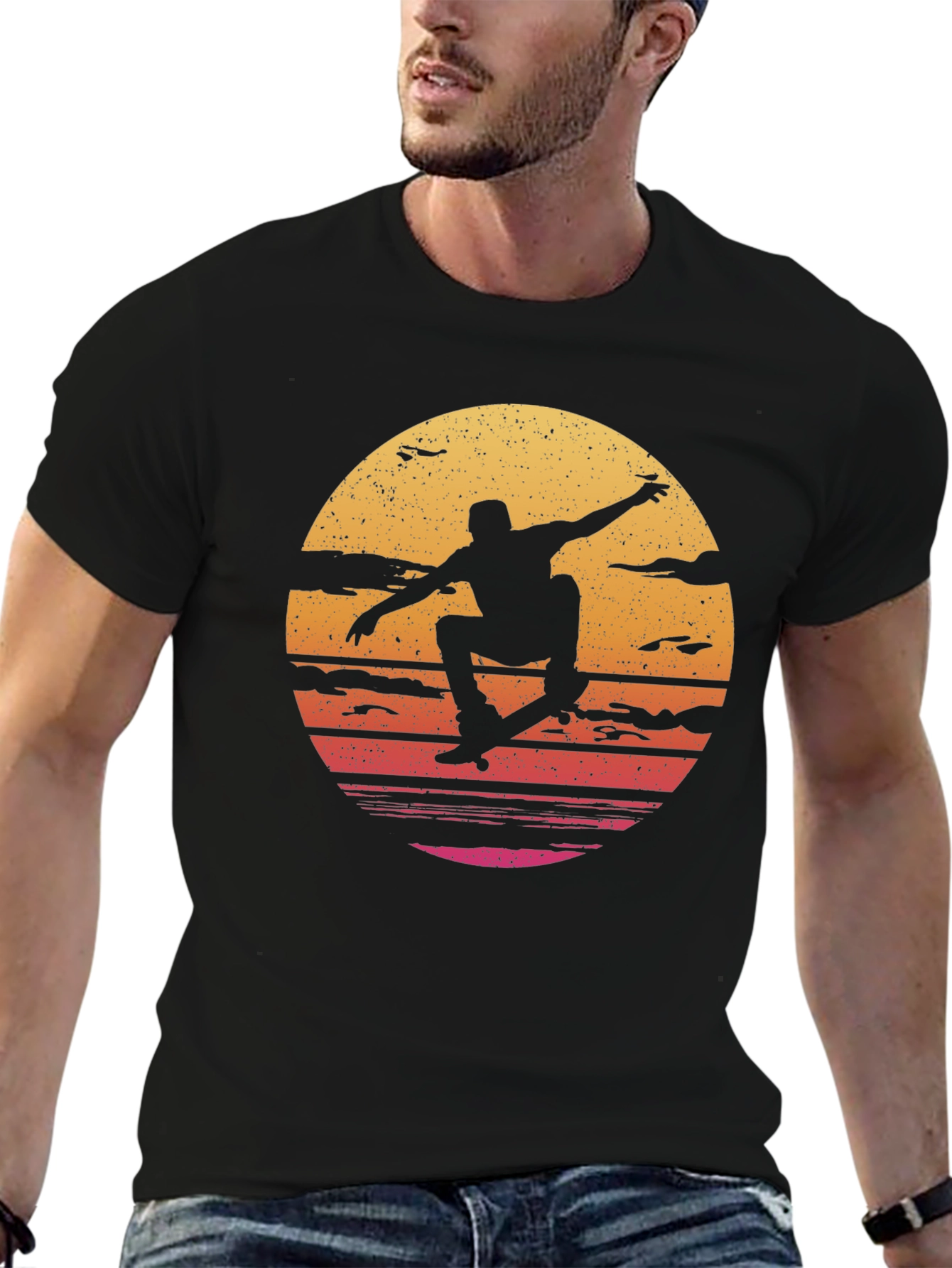 Skate Sunset Graphic Tee - Black