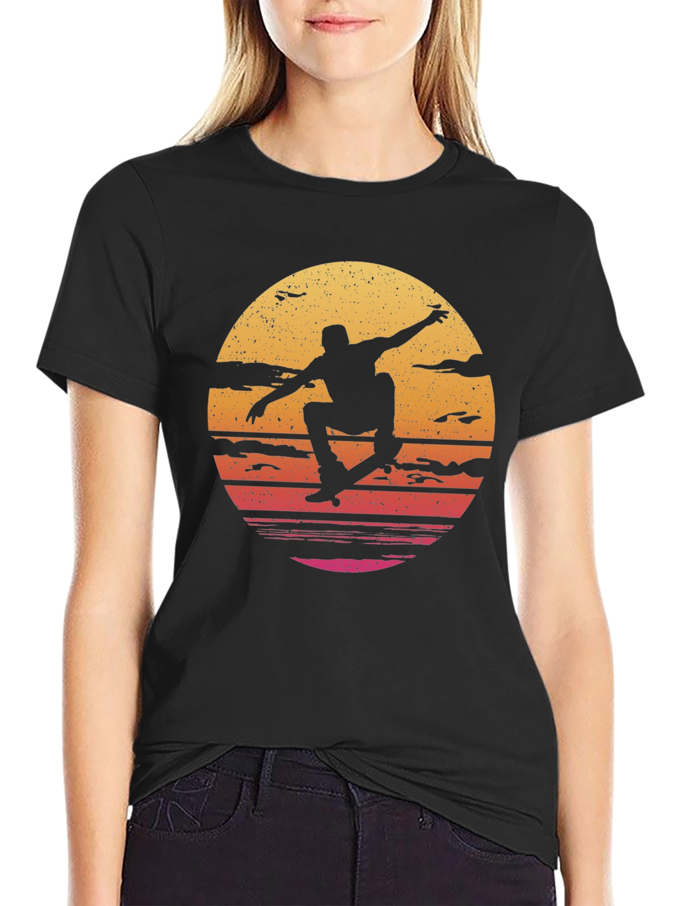 Skate Sunset Graphic Tee - Black