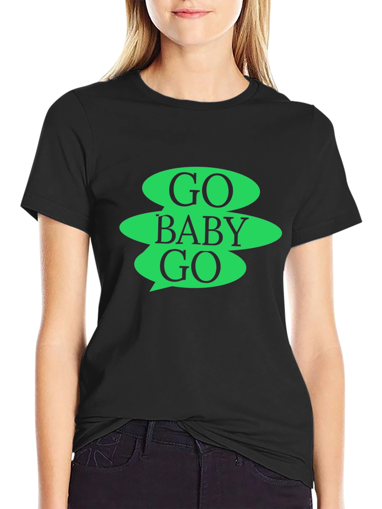 Go Baby Go Graphic Tee - Black Cotton Casual