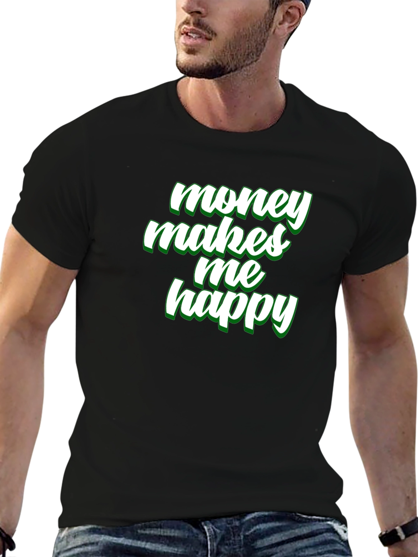 Money Makes Me Happy Graphic Tee - Black