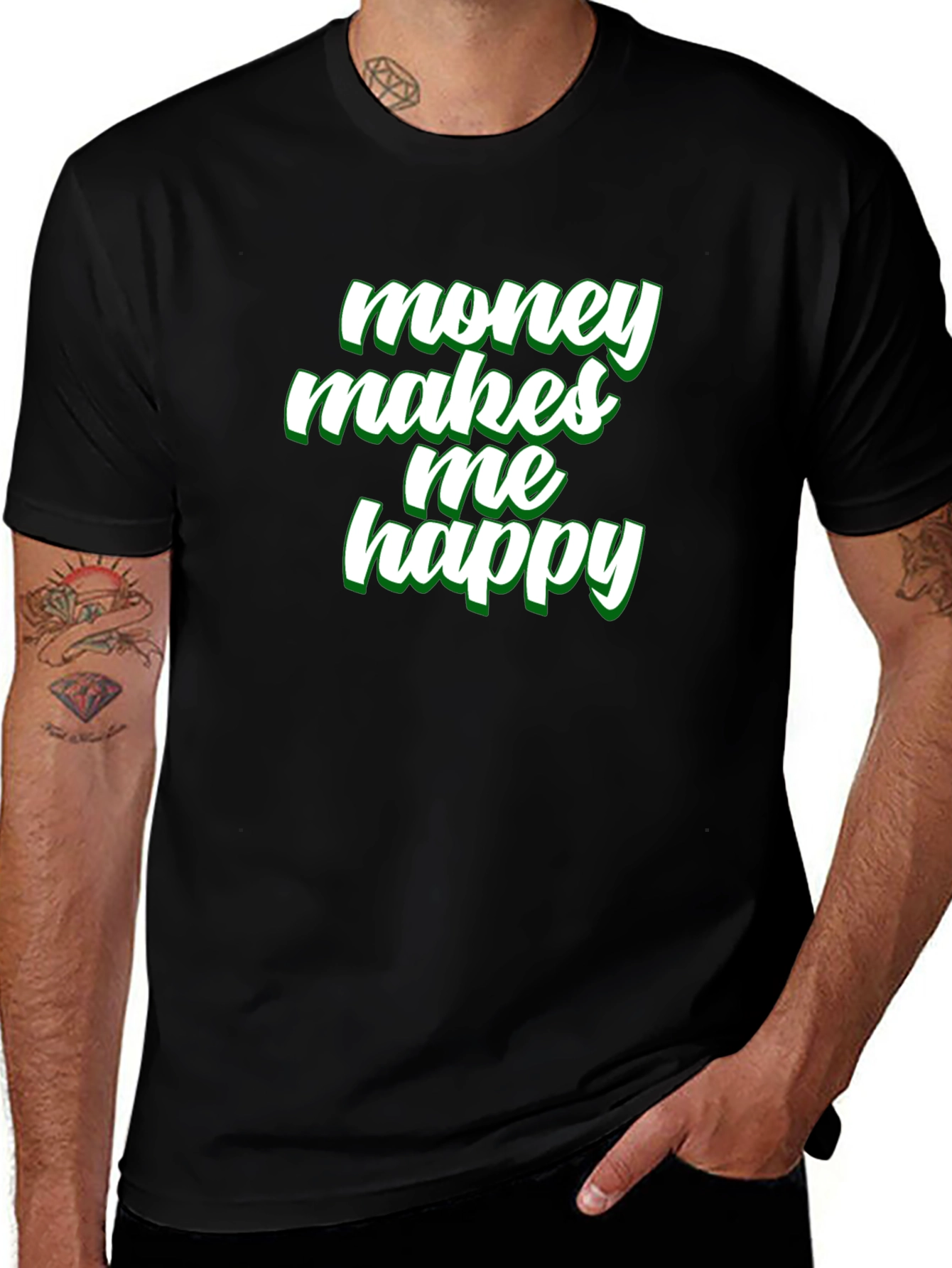 Money Makes Me Happy Graphic Tee - Black