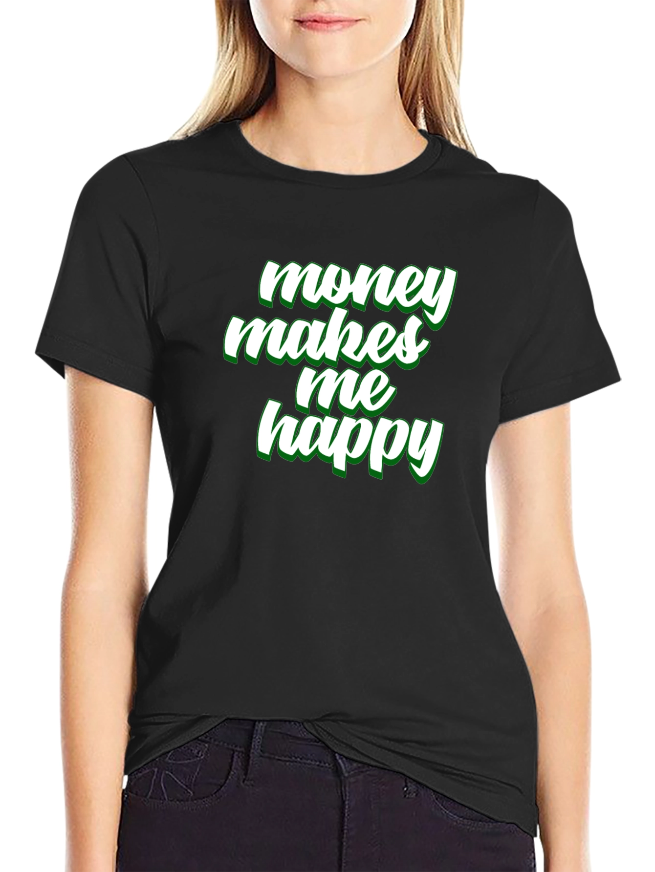 Money Makes Me Happy Graphic Tee - Black