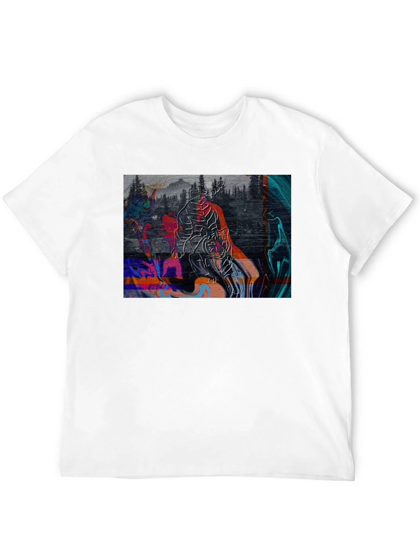 Abstract Tiger Graphic Black Tee