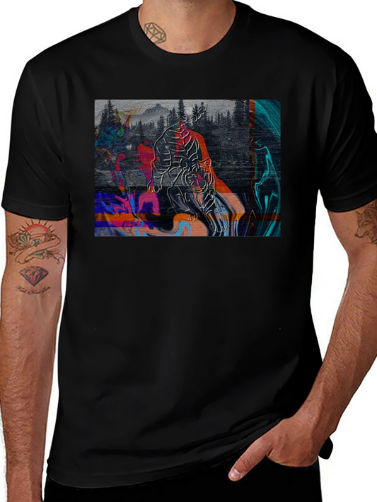 Abstract Tiger Graphic Black Tee