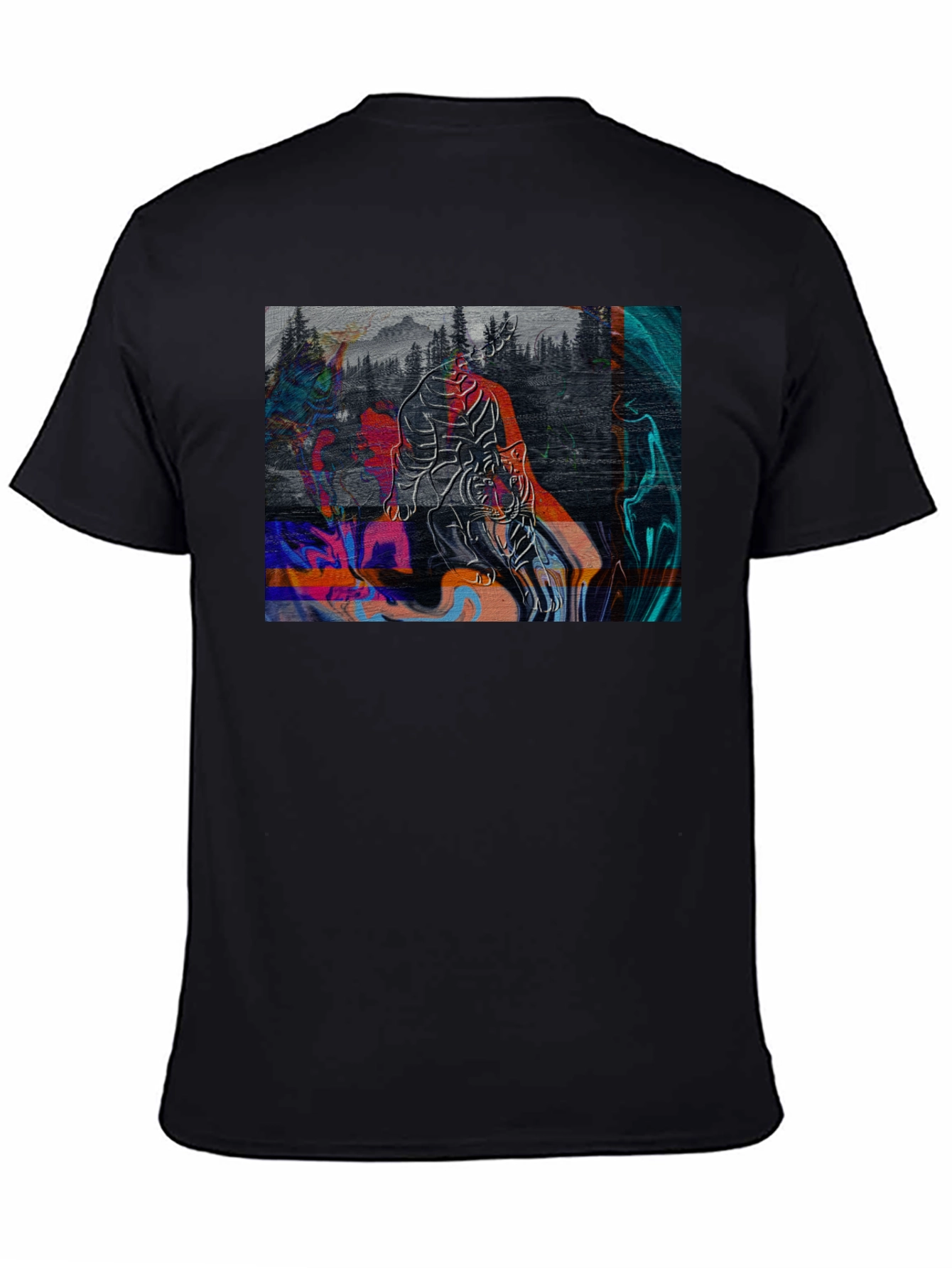 Abstract Tiger Graphic Black Tee