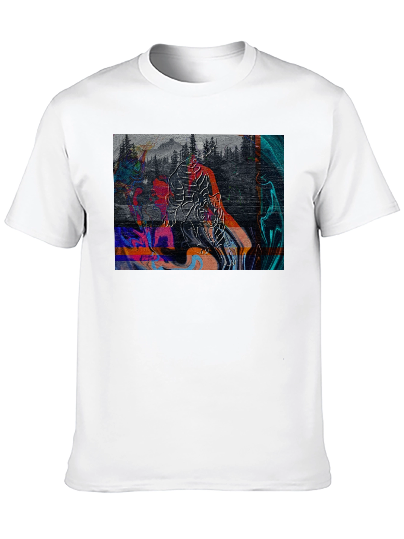 Abstract Tiger Graphic Black Tee