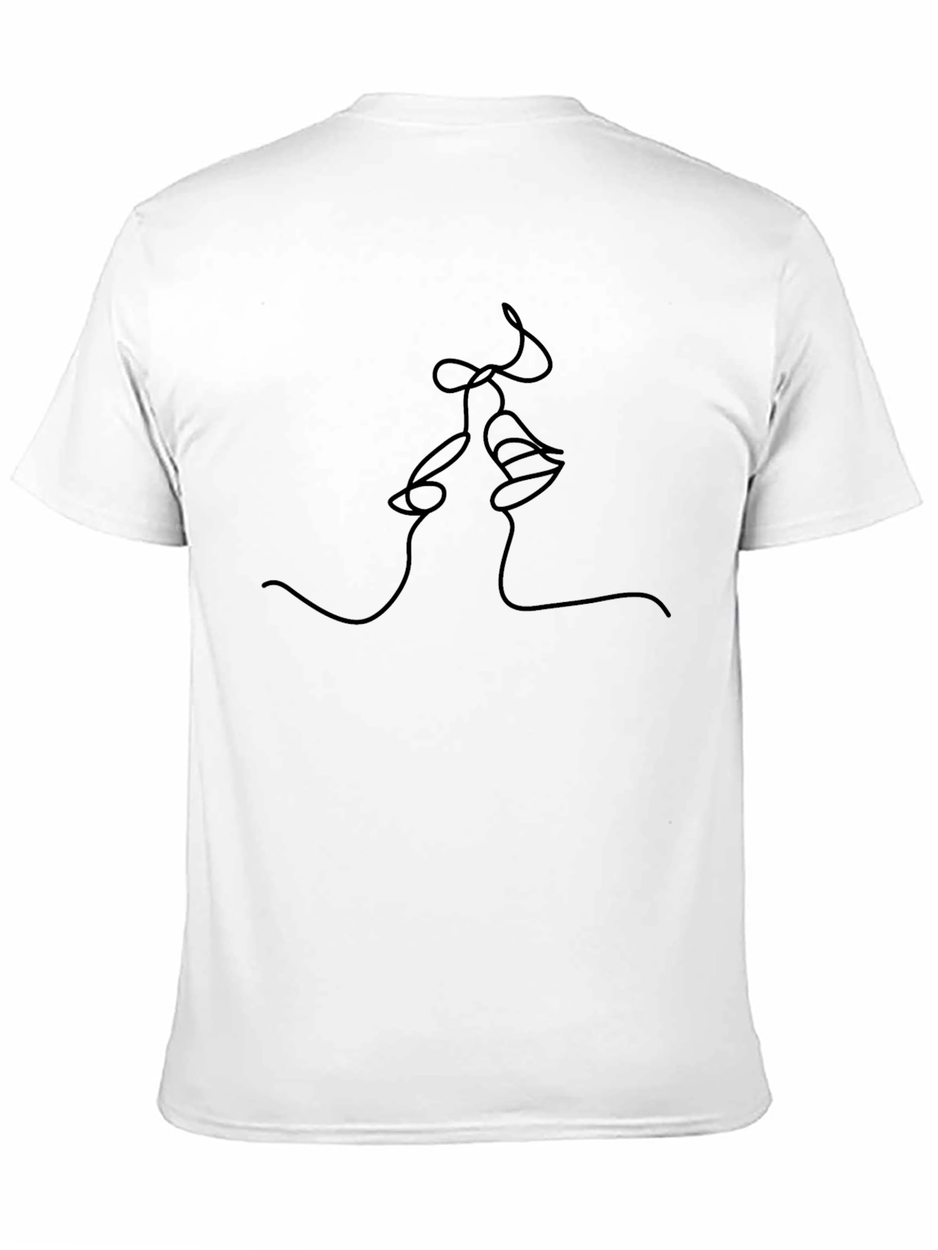 Minimalist Kiss Line Art Black T-Shirt
