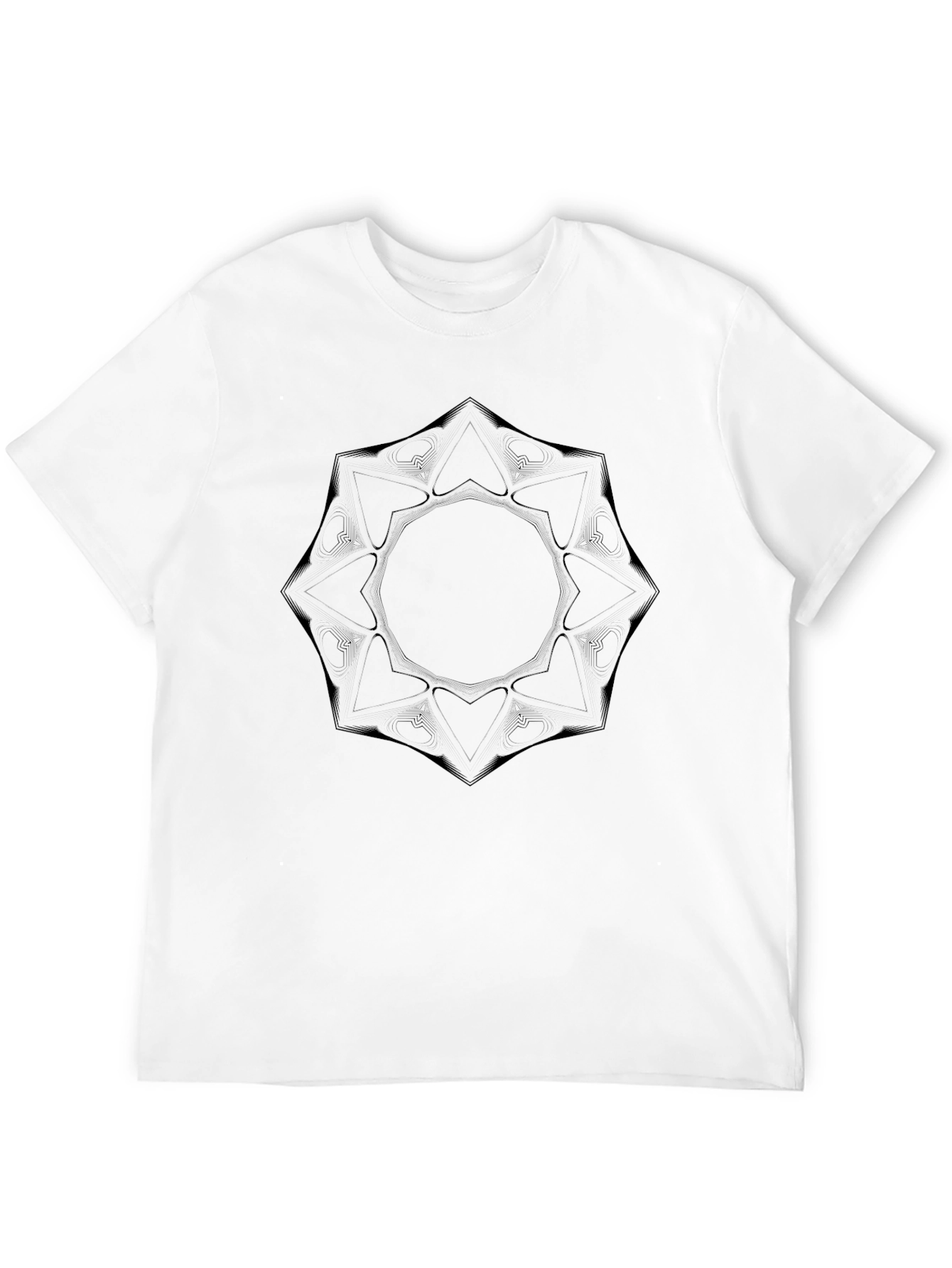 Mens Black Graphic Tee - Abstract Geometric Design
