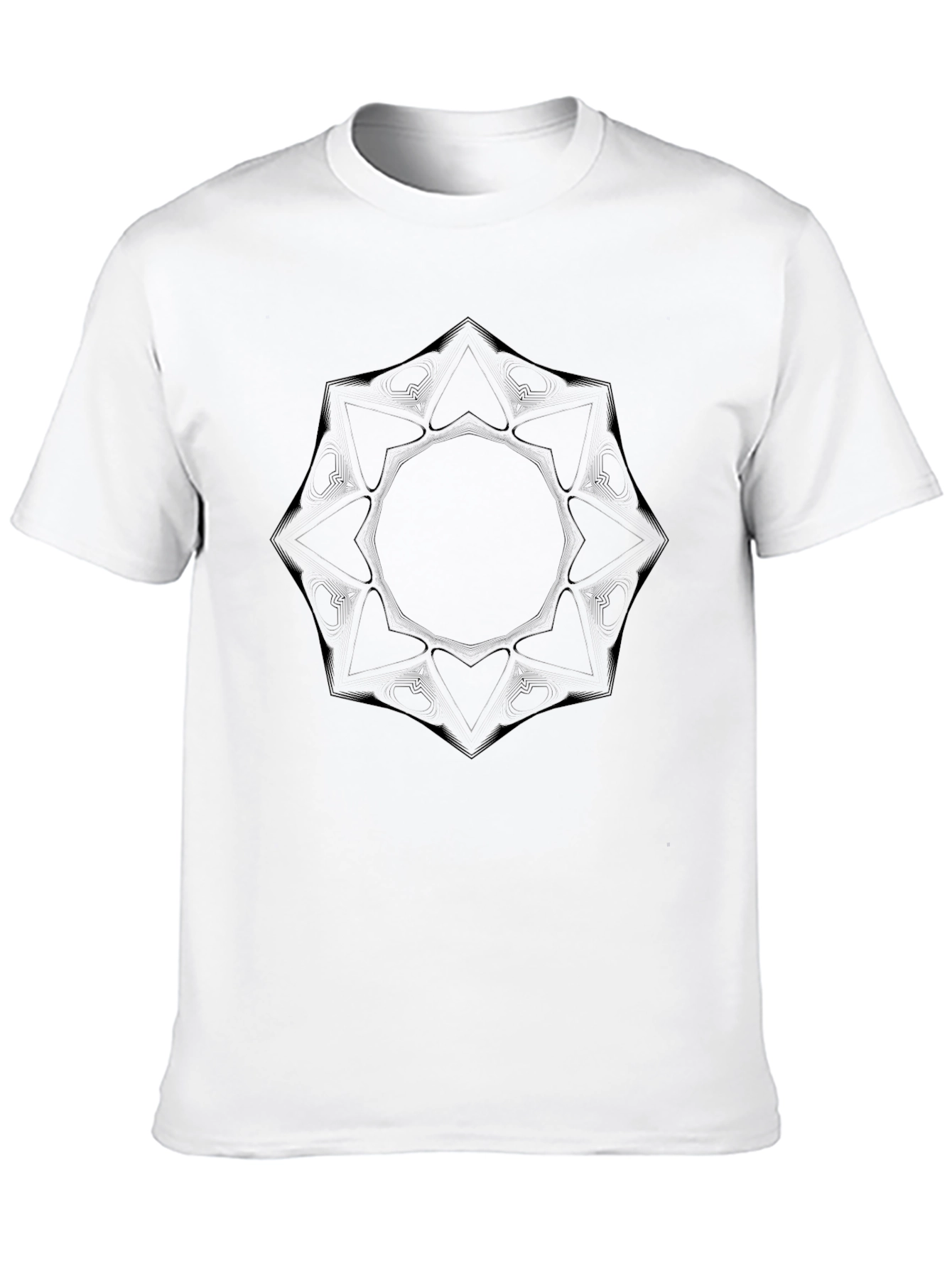 Mens Black Graphic Tee - Abstract Geometric Design