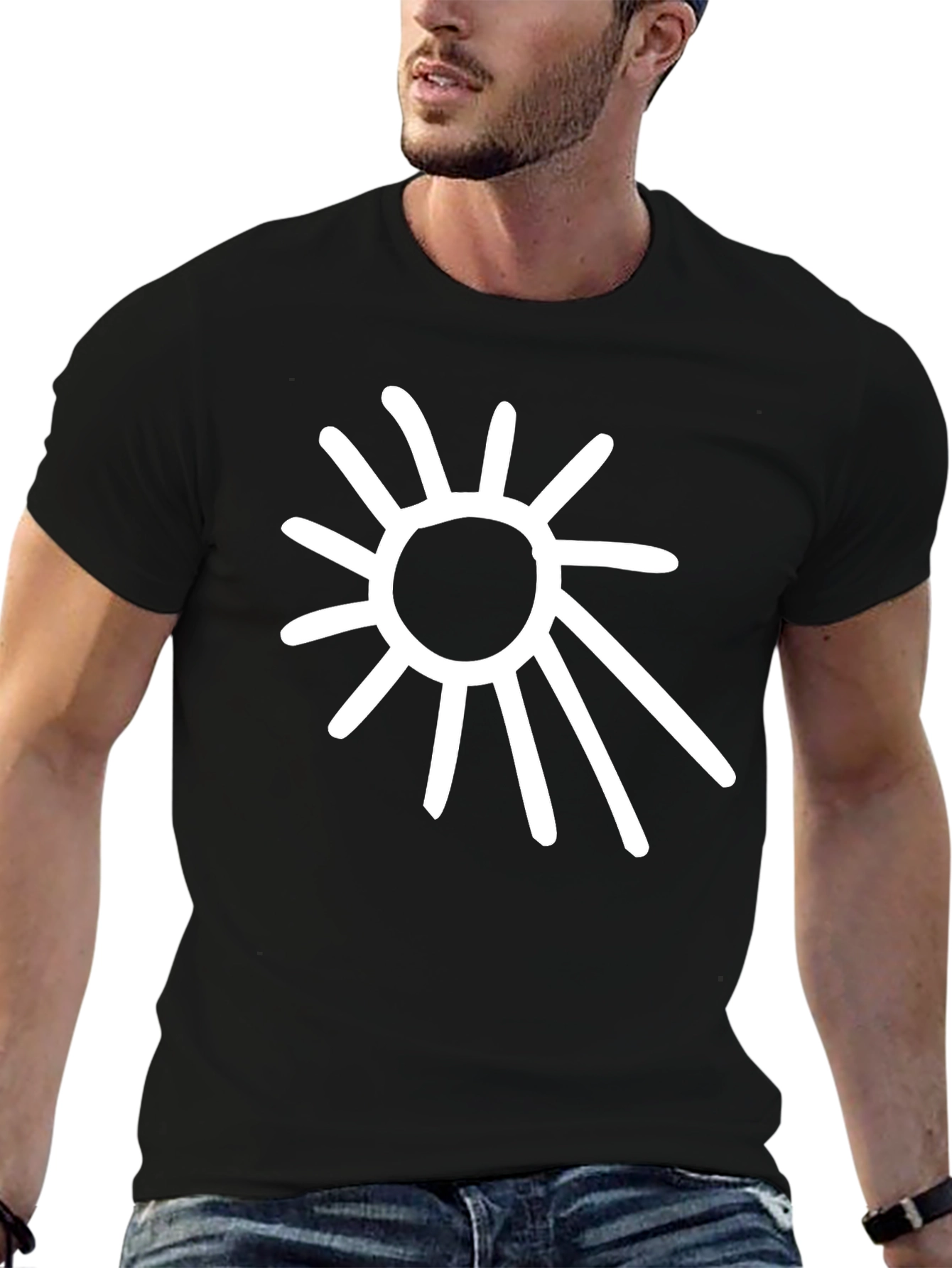 Abstract Sun Graphic Tee - Black