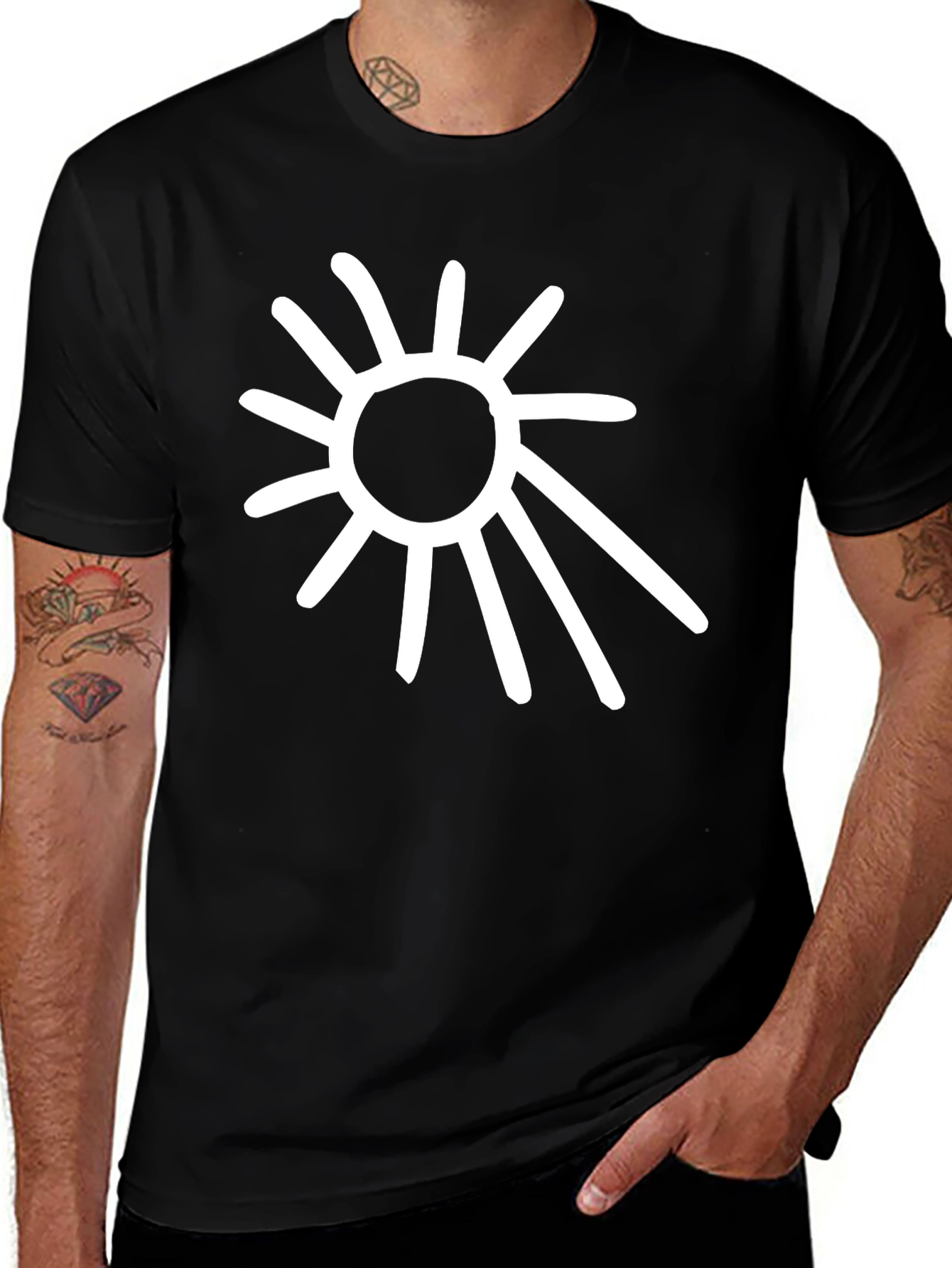 Abstract Sun Graphic Tee - Black
