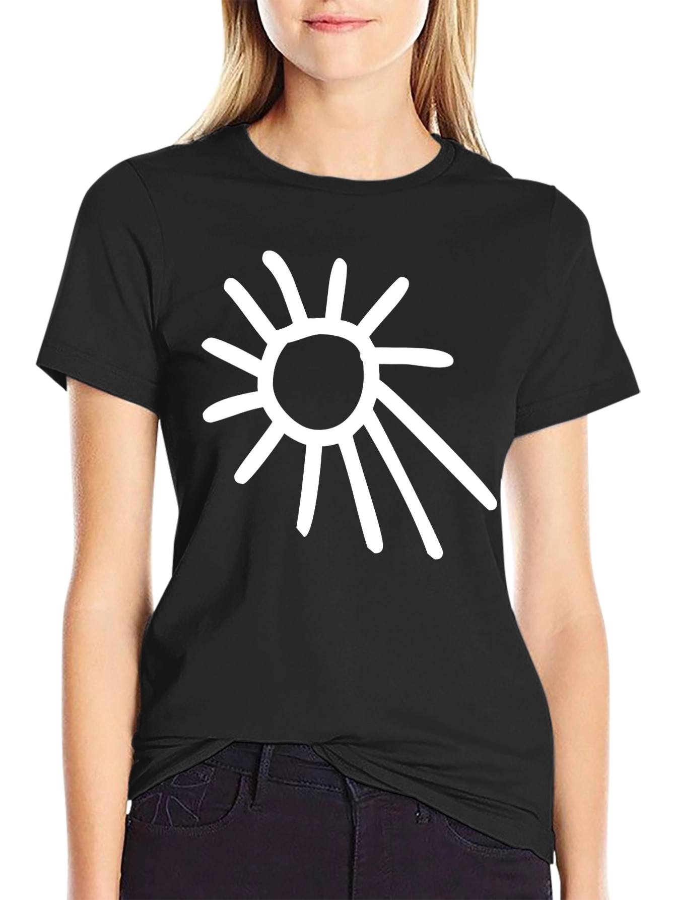 Abstract Sun Graphic Tee - Black