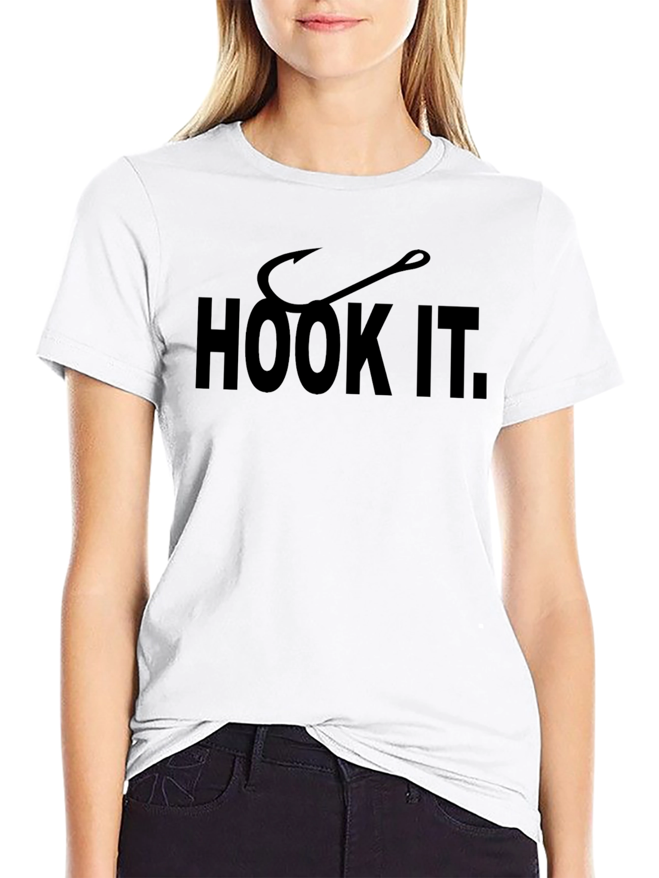 Hook It Fishing T-Shirt - Black Cotton Tee