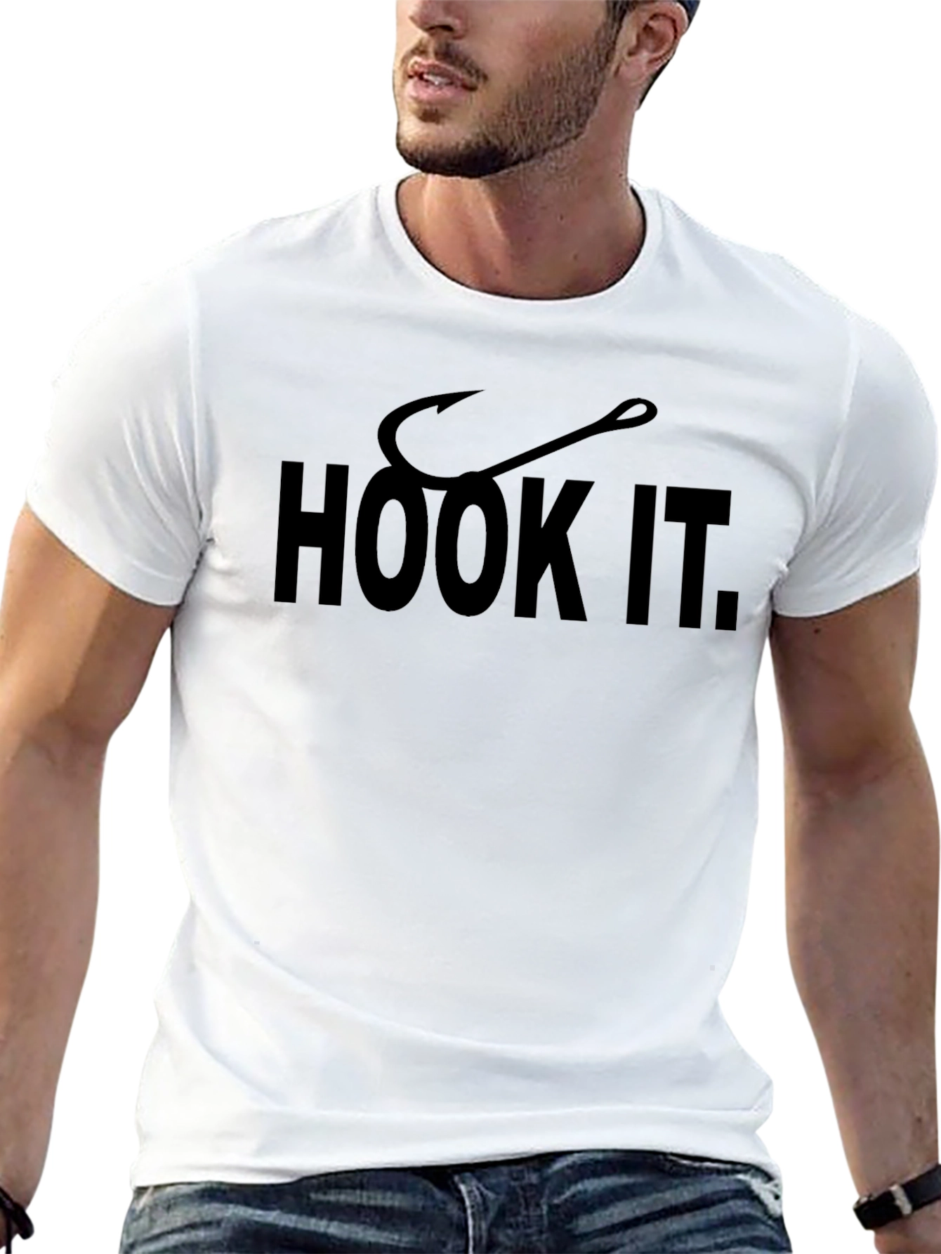 Hook It Fishing T-Shirt - Black Cotton Tee