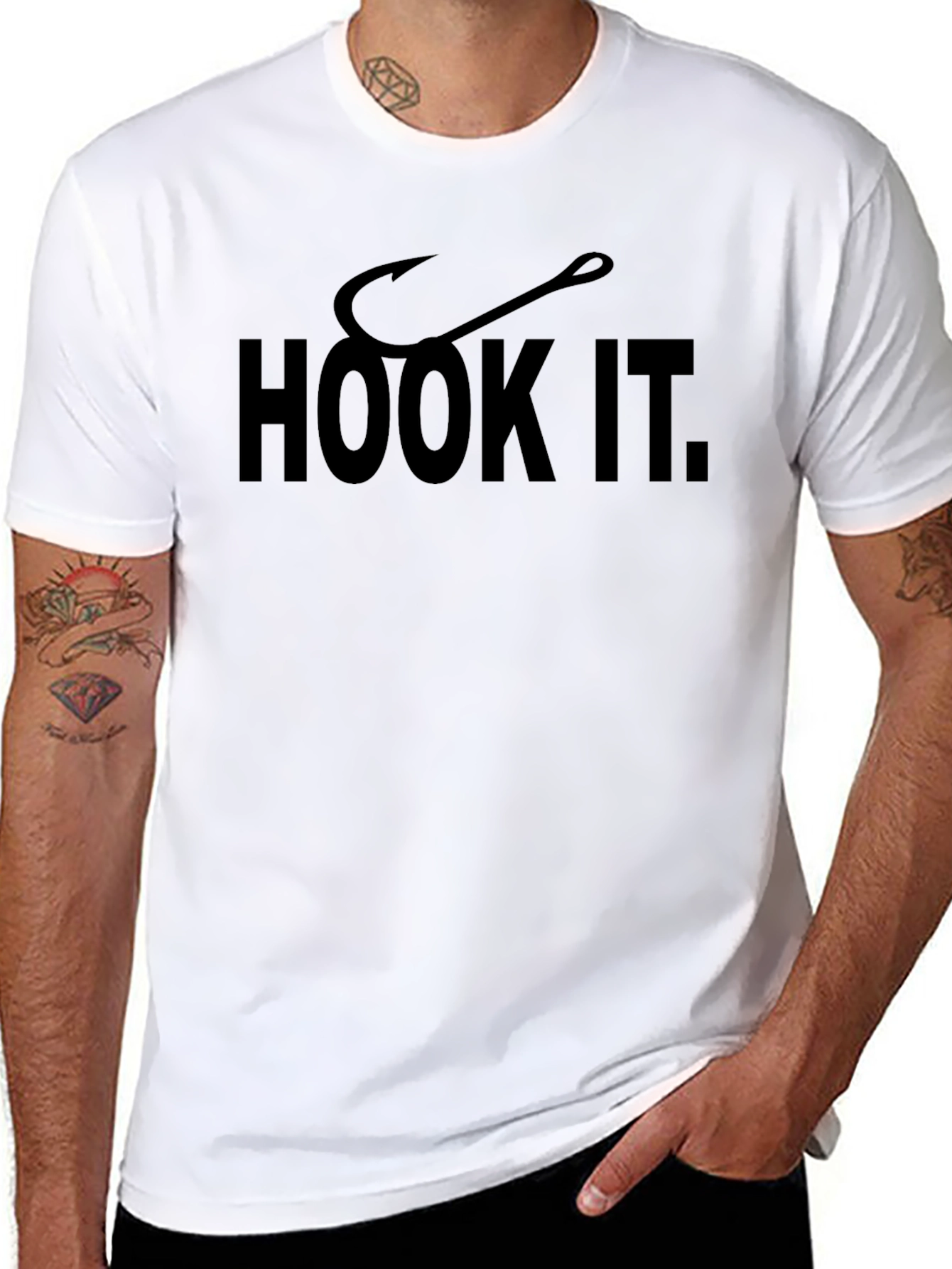 Hook It Fishing T-Shirt - Black Cotton Tee