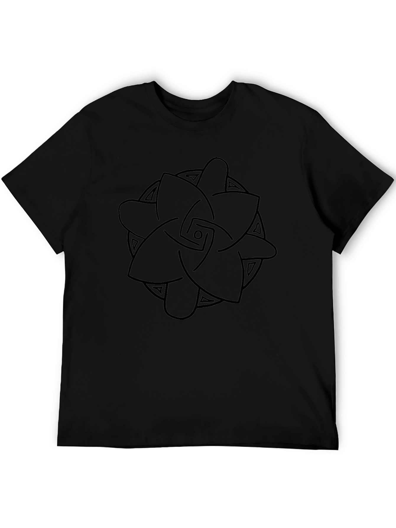 Geometric Knot Graphic Black T-Shirt