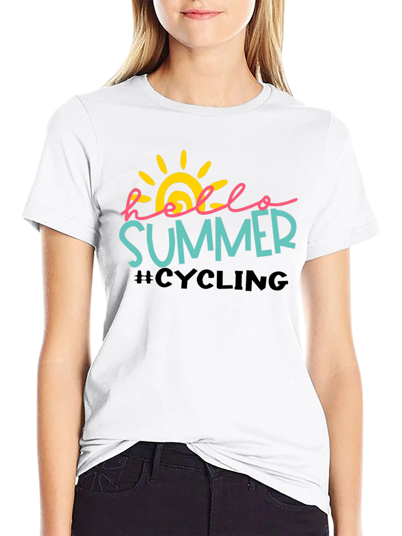 Hello Summer Cycling Black T-Shirt